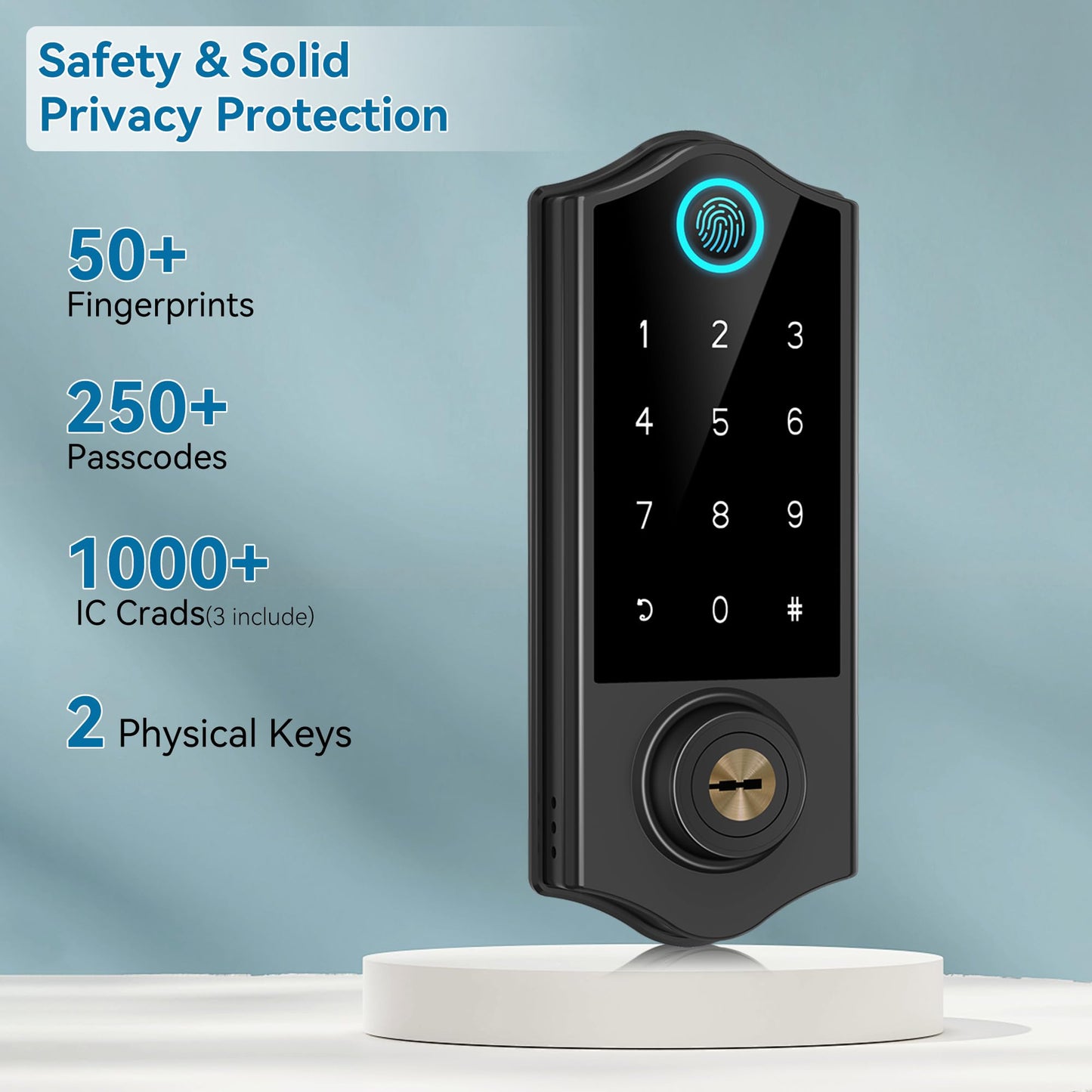 Harfo Fingerprint Smart Door Lock for Front Door with Handle Set, App Control, Keyless Entry Keyless Deadbolt, Digital Electronic Touchscreen Keypad, Auto Lock, Easy to Install, Black