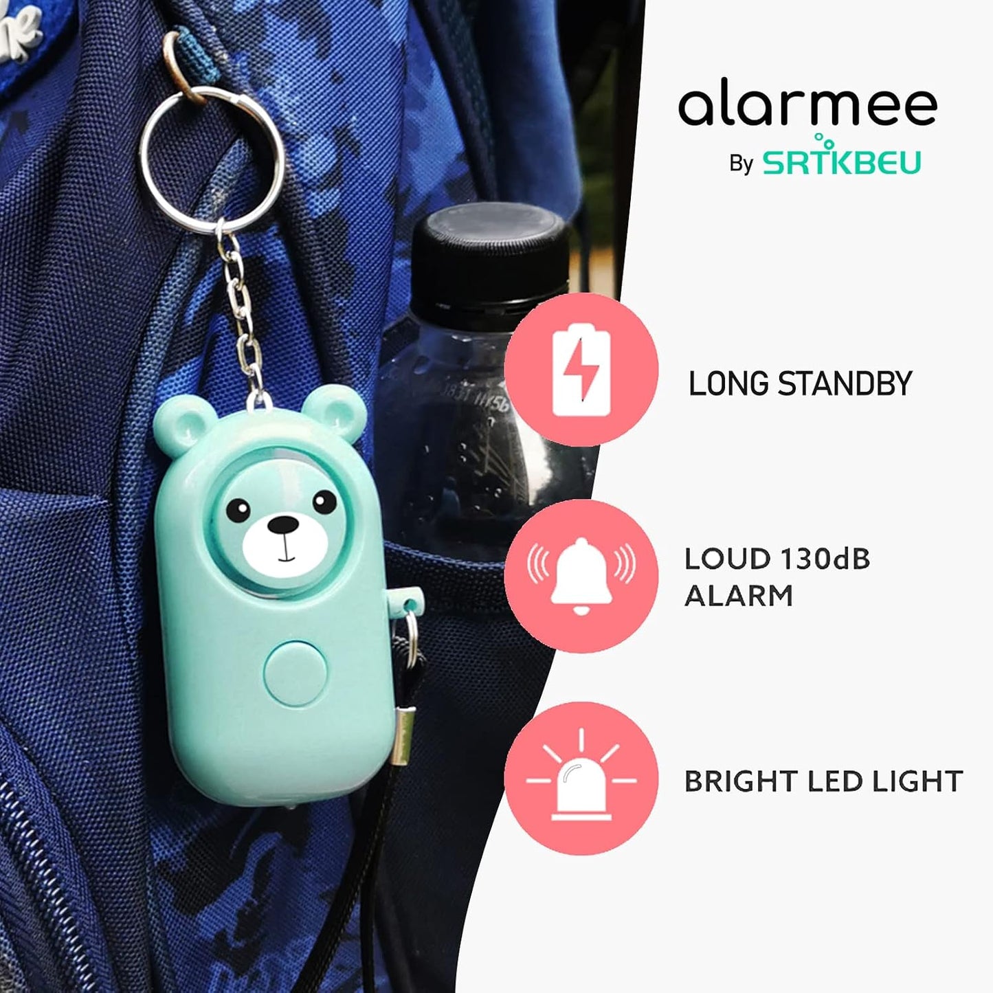 SRTKBEU 2 Pack 130dB Personal Alarms for Women Keychain Safety for Kids Elders, Loud Siren Safe Sound Security Self