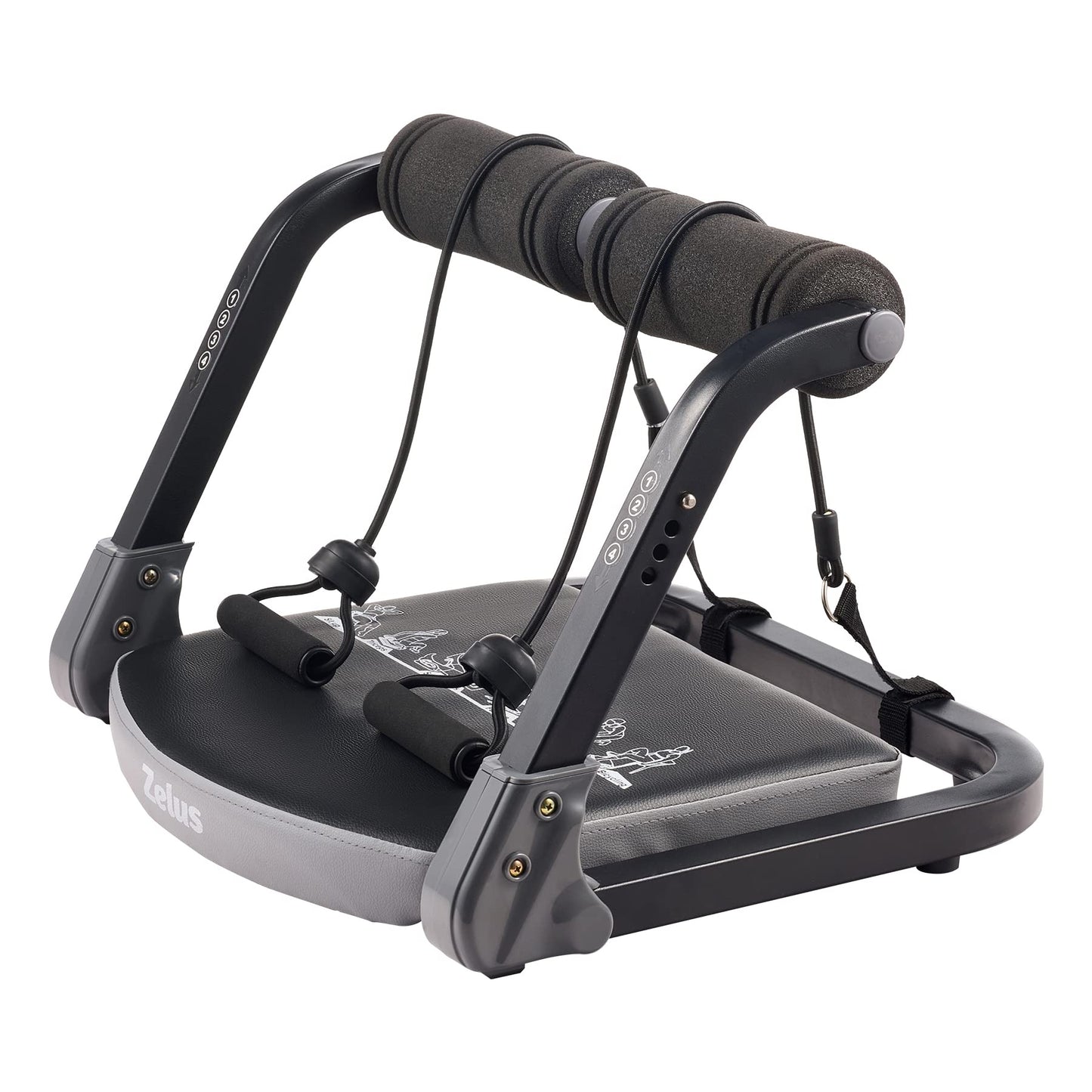 ZELUS Ab Machine with Resistance Bands for Home Gym, 2 in 1 Ab Workout Equipment with Rebound Assist 4 Intensities, Core Strength Trainer Whole Body Exercise Fitness Equipment for Home Workouts