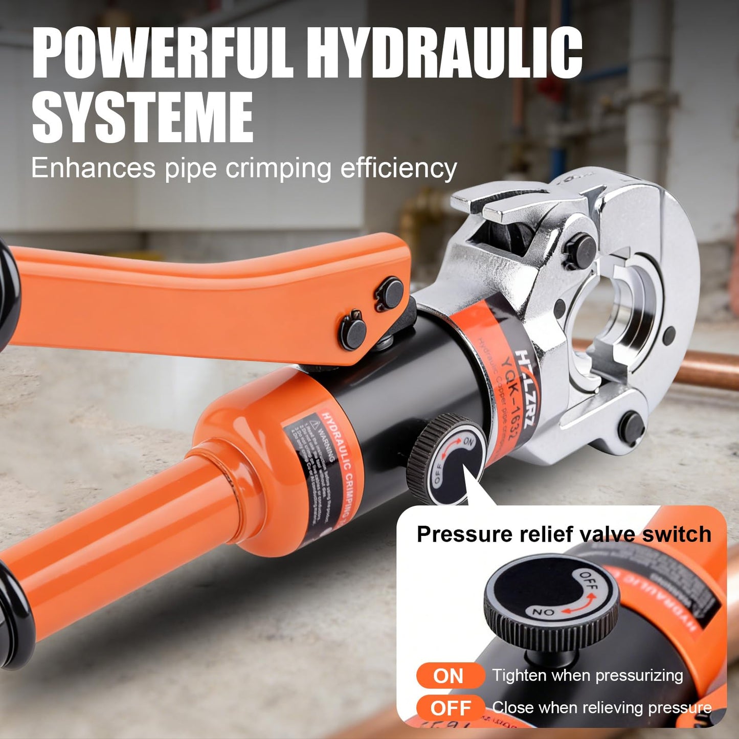 HZLZRZ Pro Press Copper Pipe Crimper Tool Kit with 3 Dies (1/2" 3/4" 1") for Plumbing & Water Heating, Includes Copper Tube Cutter and Burr Tool (YQK/1632D)