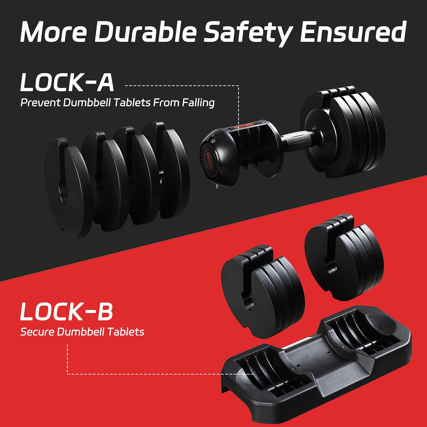 ALTLER 52LBS Pair Adjustable Dumbbells Set Premium Rubber Coated Dumbbell Set with Secure Locking Mechanism for Safe & Customizable Strength Training