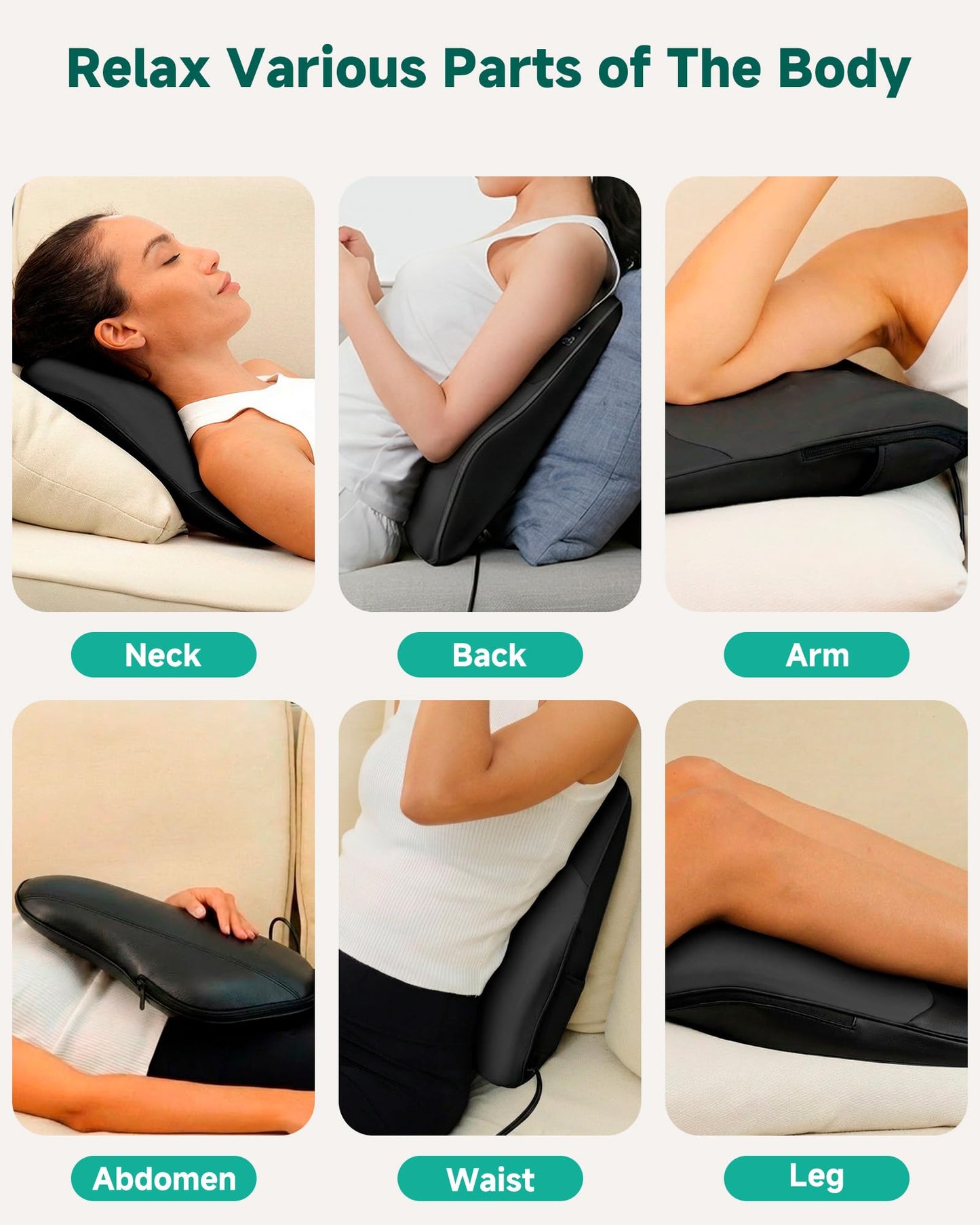 Snailax Shiatsu Back Massager with Heat, Neck Shoulder Massager for Pain Relief Deep Tissue, 4D Kneading Back Massage Pillow, 3 Speed/3 Modes Portable for Home Office Car Use