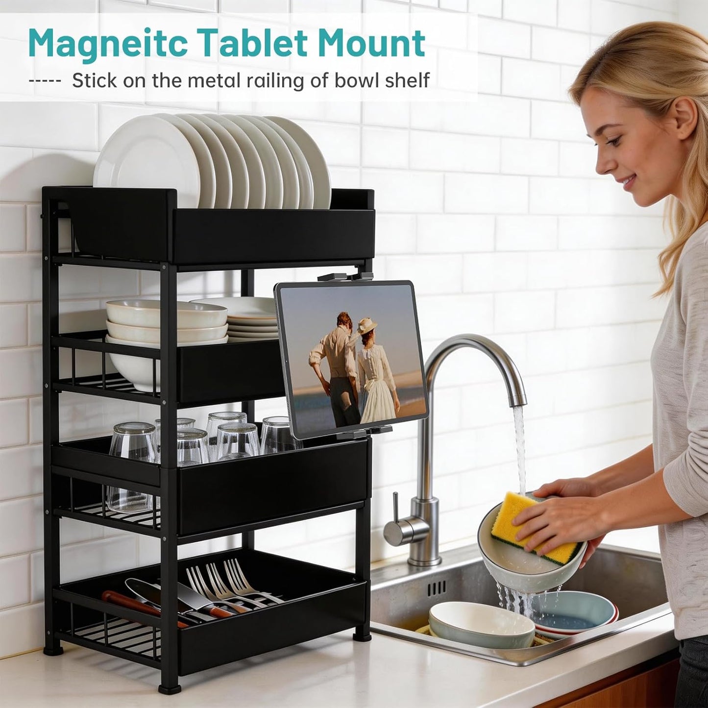 Mippko 4.7~12.9" Magnetic Tablet Holder Fridge iPad Mount for Vehicle/Cabinet/Metal Shelf/Whiteboard,Strong Magnetic