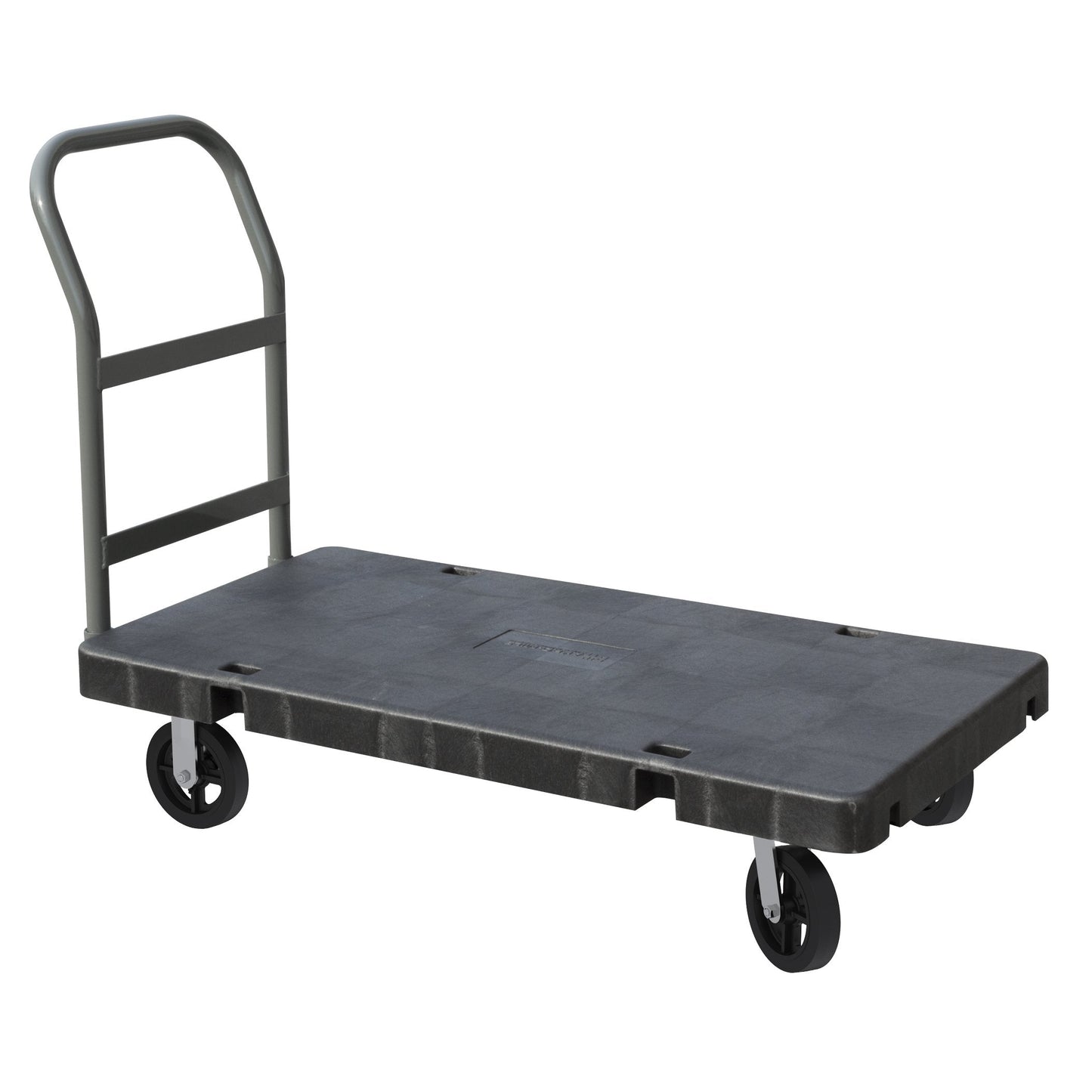 Akro-Mils R90282A1012 30-Inch-W and 60-Inch-L 8-Inch Mold-On Rubber Casters Versa/Deck Plastic Platform Truck with 1 Crossbar Swayback Handle