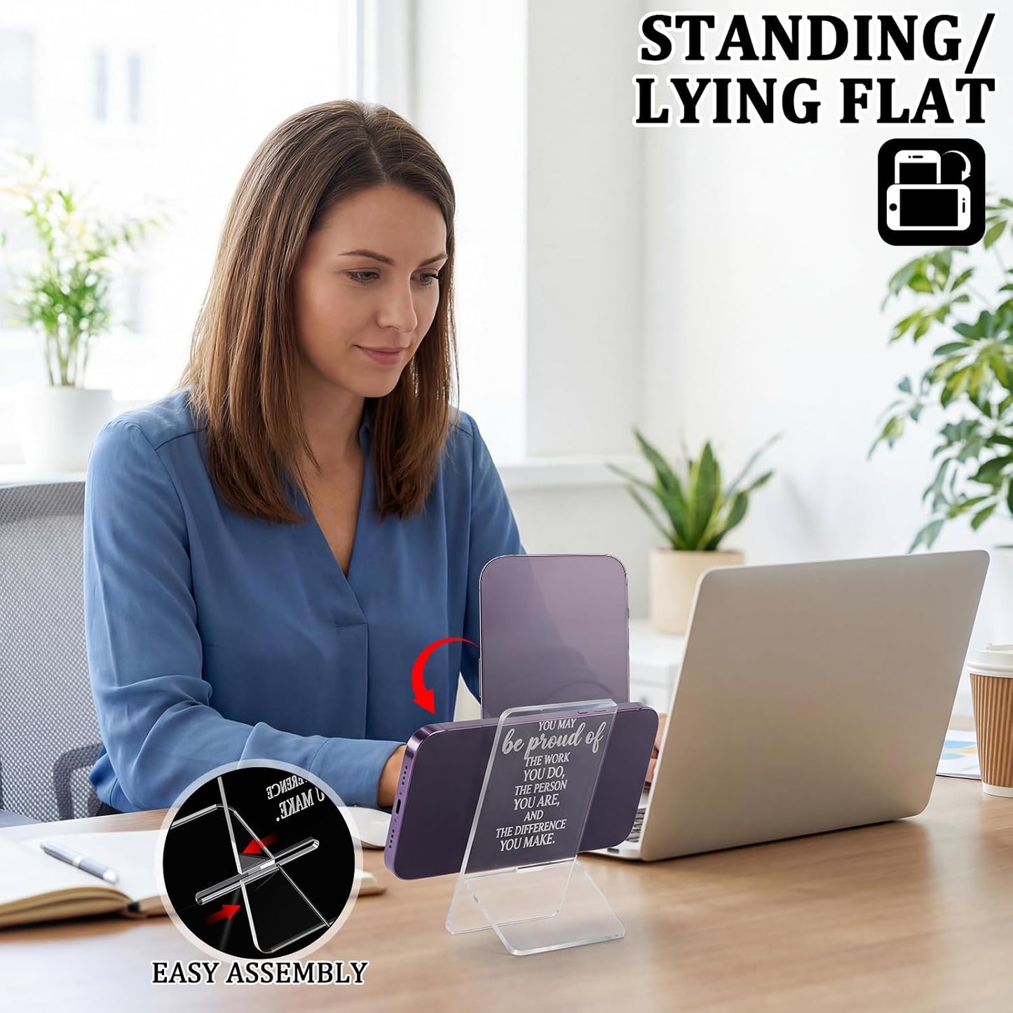 10 Sliner Pcs Employee Appreciation Gifts Bulk Acrylic Phone Stand for Desk Office Inspirational Thank You Gift