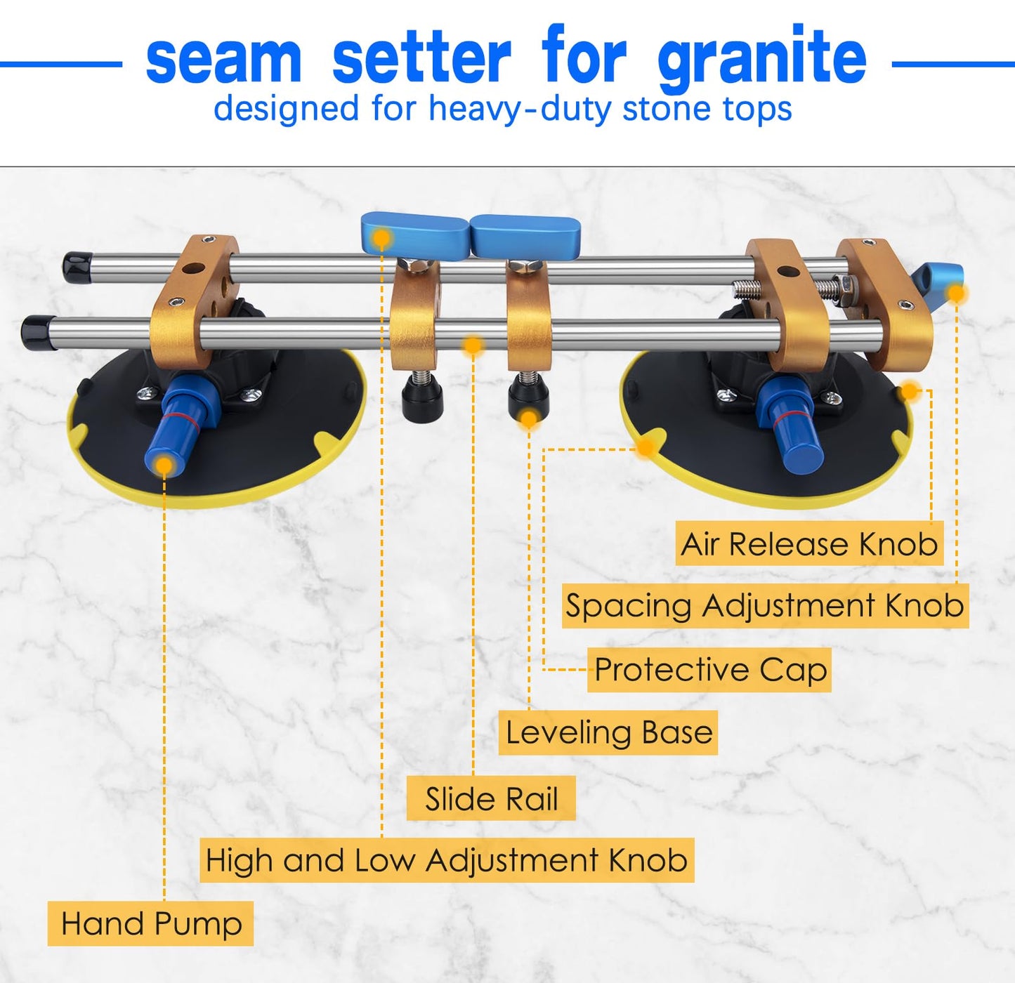 6 Inch Granite Seam Setter Tool, 2-Pack - Countertop Slab Lifter & Leveling System for Quartz, Marble, Natural Stone