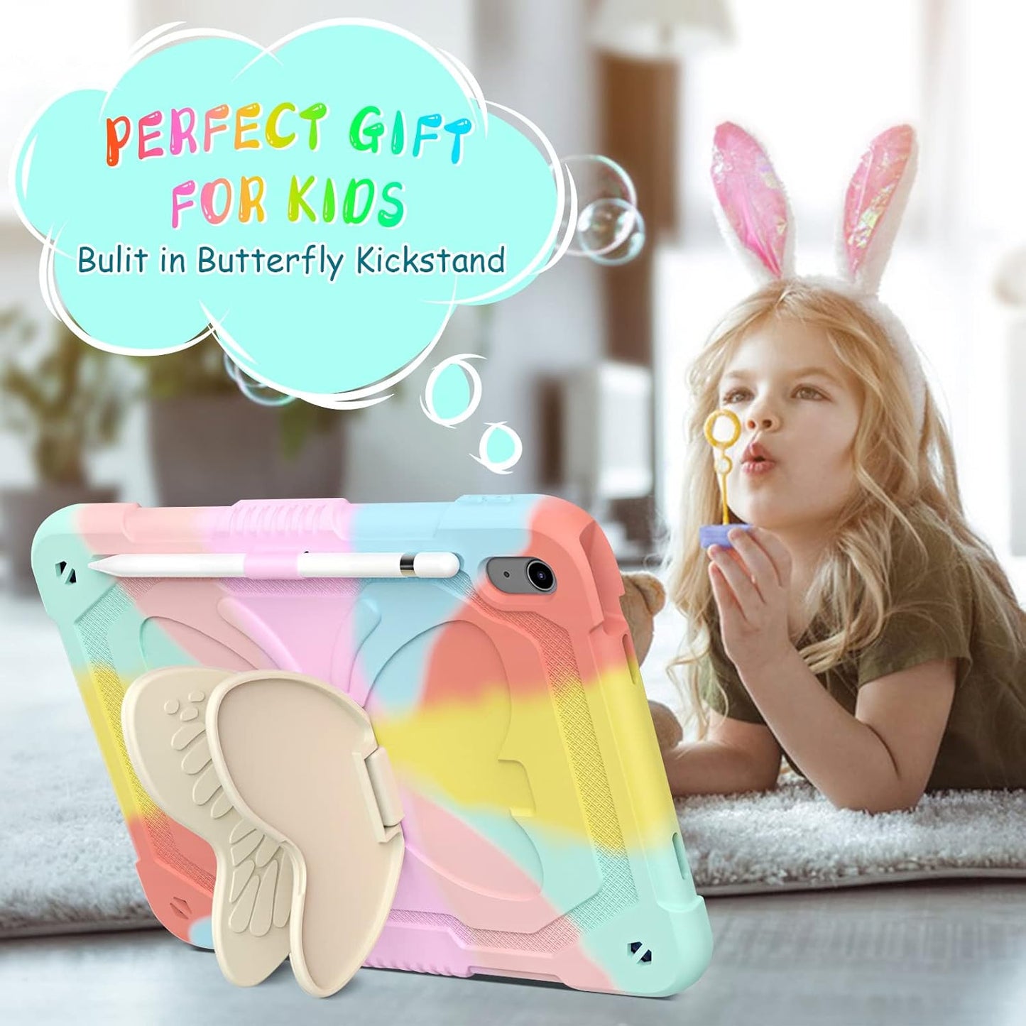 Ambison (A16) 11th/10th (2025/2022) 11''/10.9'' 9H Case for iPad Generation for Kids Girls with Tempered Glass Screen