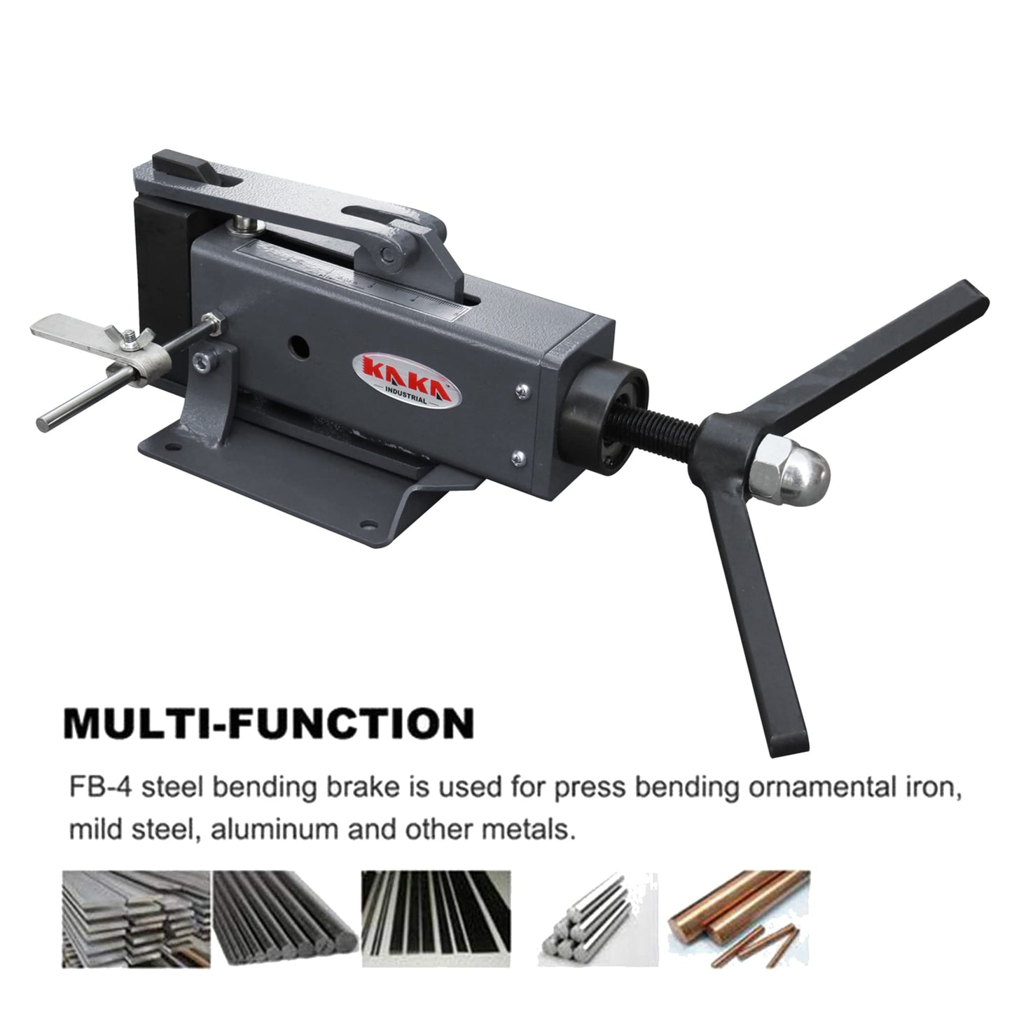 KAKA INDUSTRIAL Manual Steel Bending Brake, 4-Inch Capacity 2.5-Ton Press, 90-Degree Bender FB-4 for 3/16" Steel and 3/8" Aluminum, Bench-Top Mountable