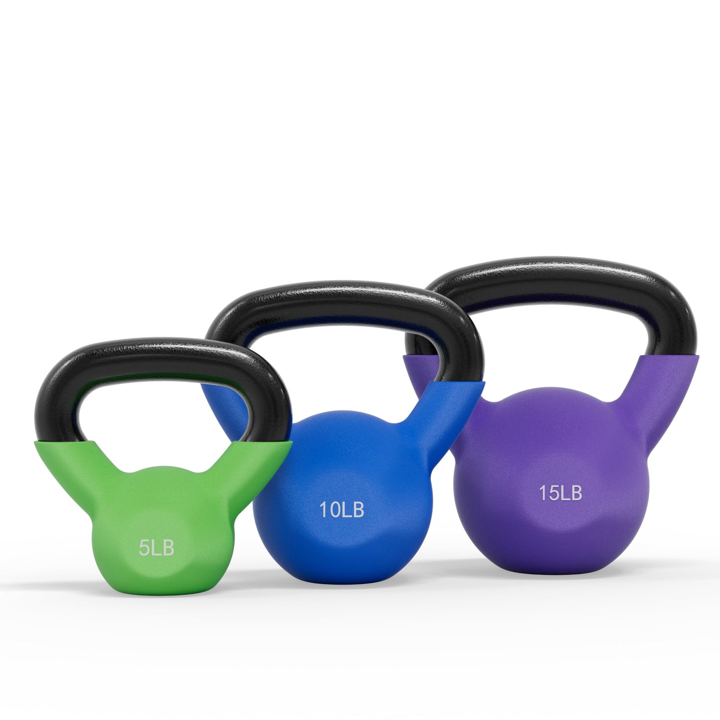Mikolo Neoprene Coated Cast Iron Kettlebells 5-30LB Set, Solid Weight Set with Wide Grip Handle and Flat Bottom, Ideal for Full Body Strength Training at Home Gym(30LB)