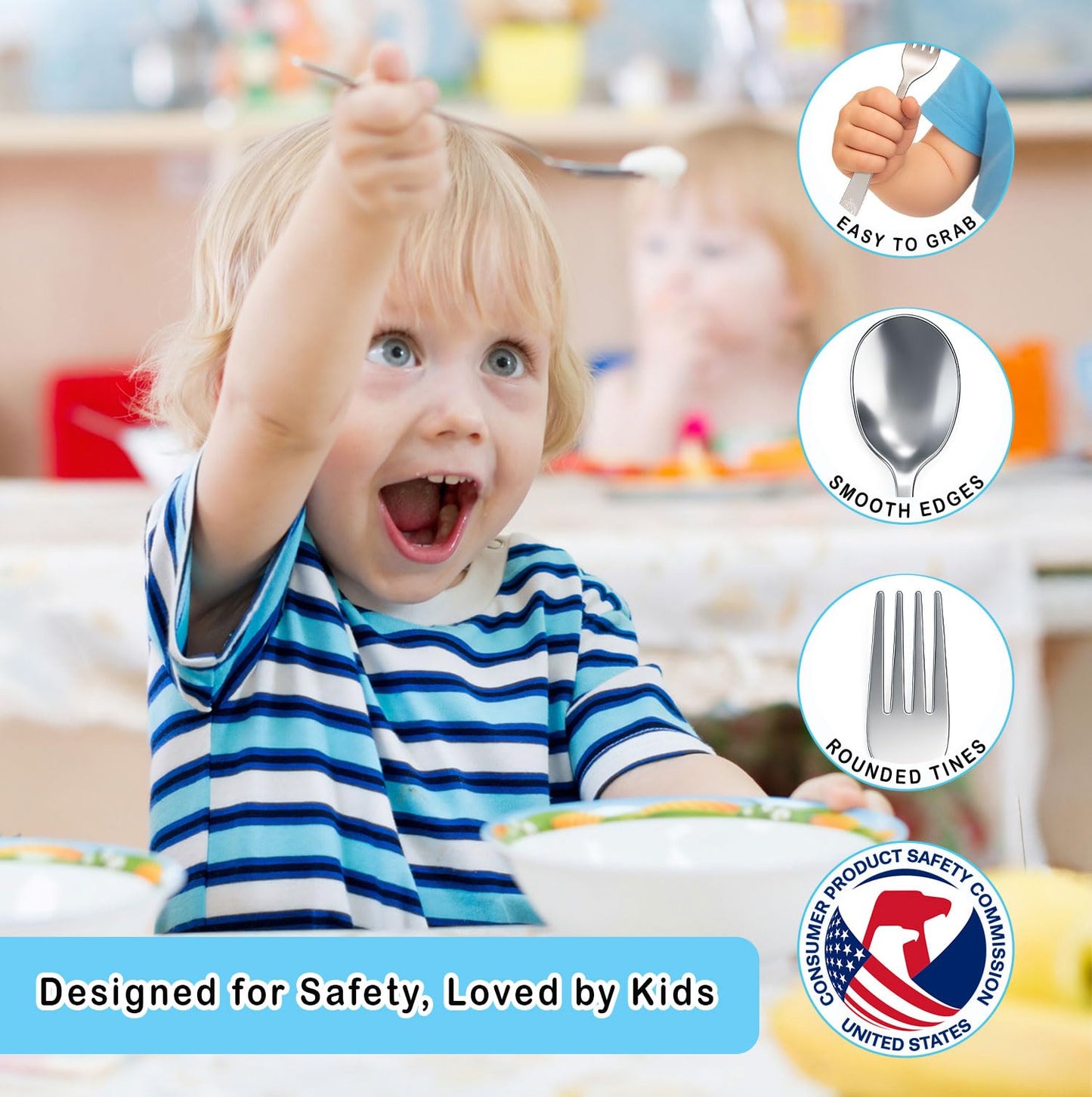 12 Piece Stainless Steel Kids Silverware Set - Child and Toddler Safe Flatware - Kids Utensil Set - Metal Kids Cutlery Set Includes 4 Small Kids Spoons, 4 Forks & 4 Knives