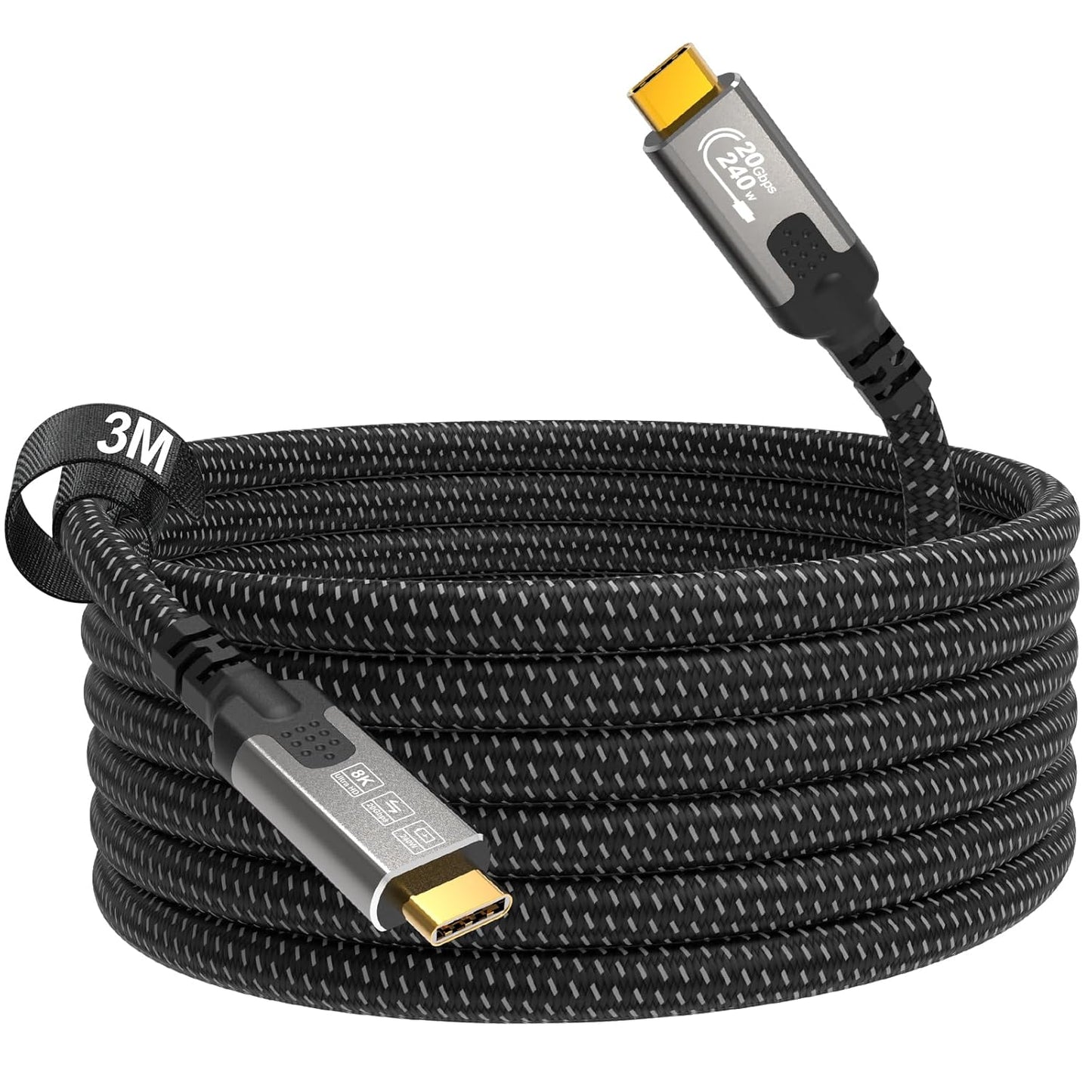 CABLAPTOP 10ft,3.2 2x2 Cable,4K@144Hz/60Hz,8K@30Hz Cable,20Gbps Charging,240W 17 16Pro CABALPTOP usb c to usb c cable