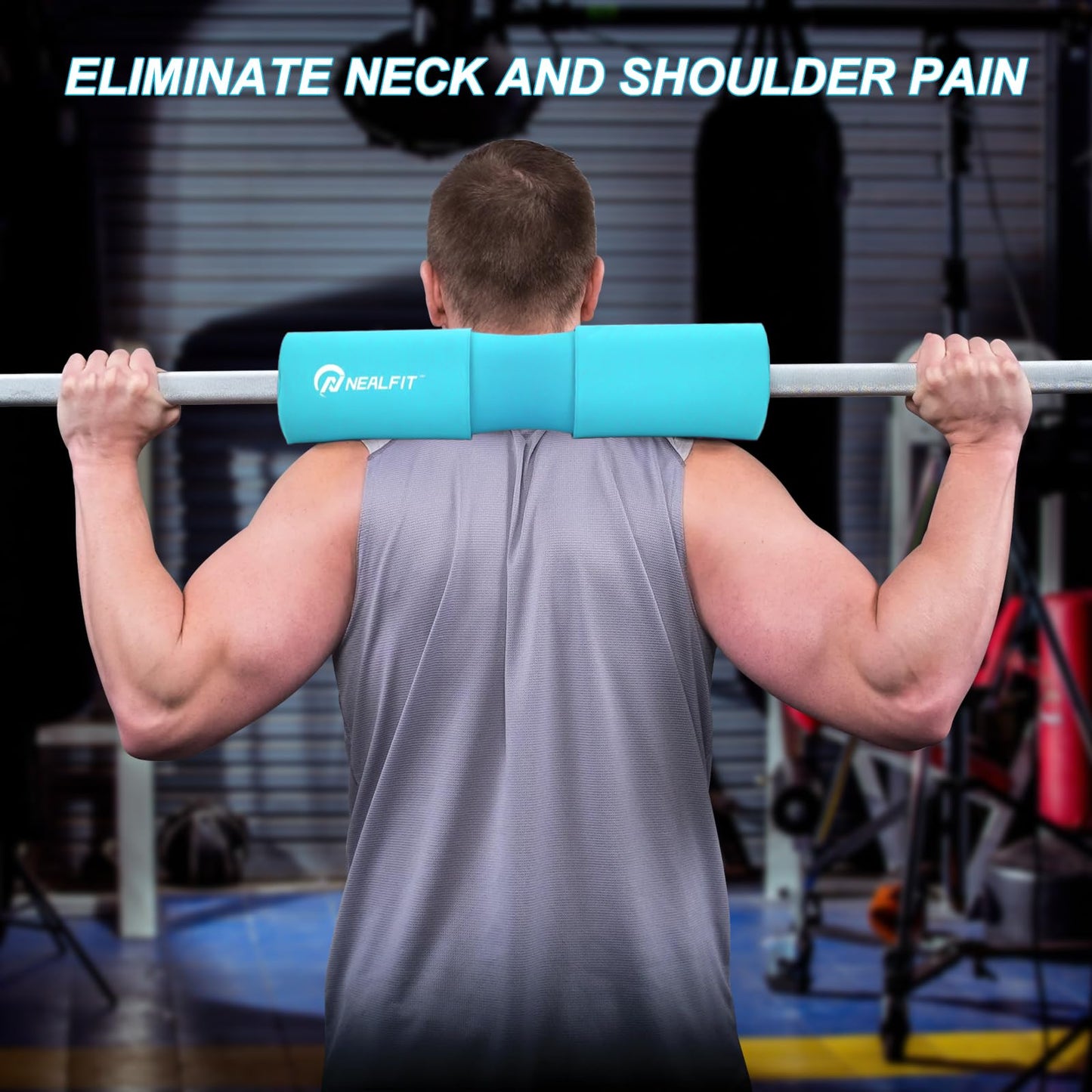 NEALFIT Barbell Squat Pad with Thick Nylon Padding, Hip Thrust Pad for Squats, Lunges, Neck Shoulder Squat Pad for Olympic or Standard Bars (Blue)