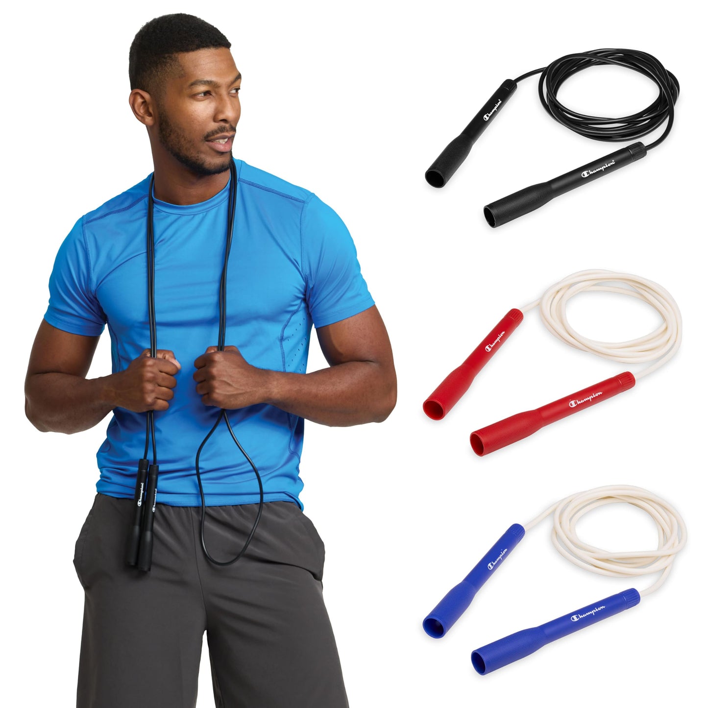 Champion Classic Exercise Jump Rope for Men and Women (Red), Adjustable 9 Ft Speed Rope for Adult Fitness, Smooth Rotation Skipping Rope for Endurance, Coordination, and Full-Body Conditioning