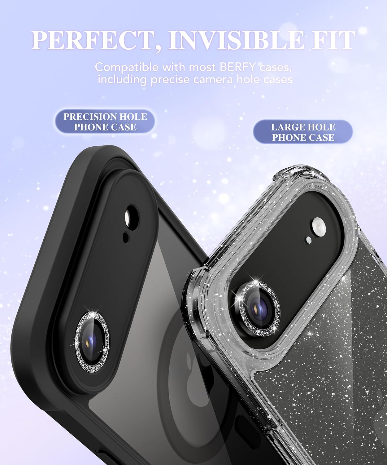 9H BERFY Camera Lens Protector for iPhone Air, Glitter Bling Aluminum Alloy Metal Ring, Tempered Glass Camera Cover