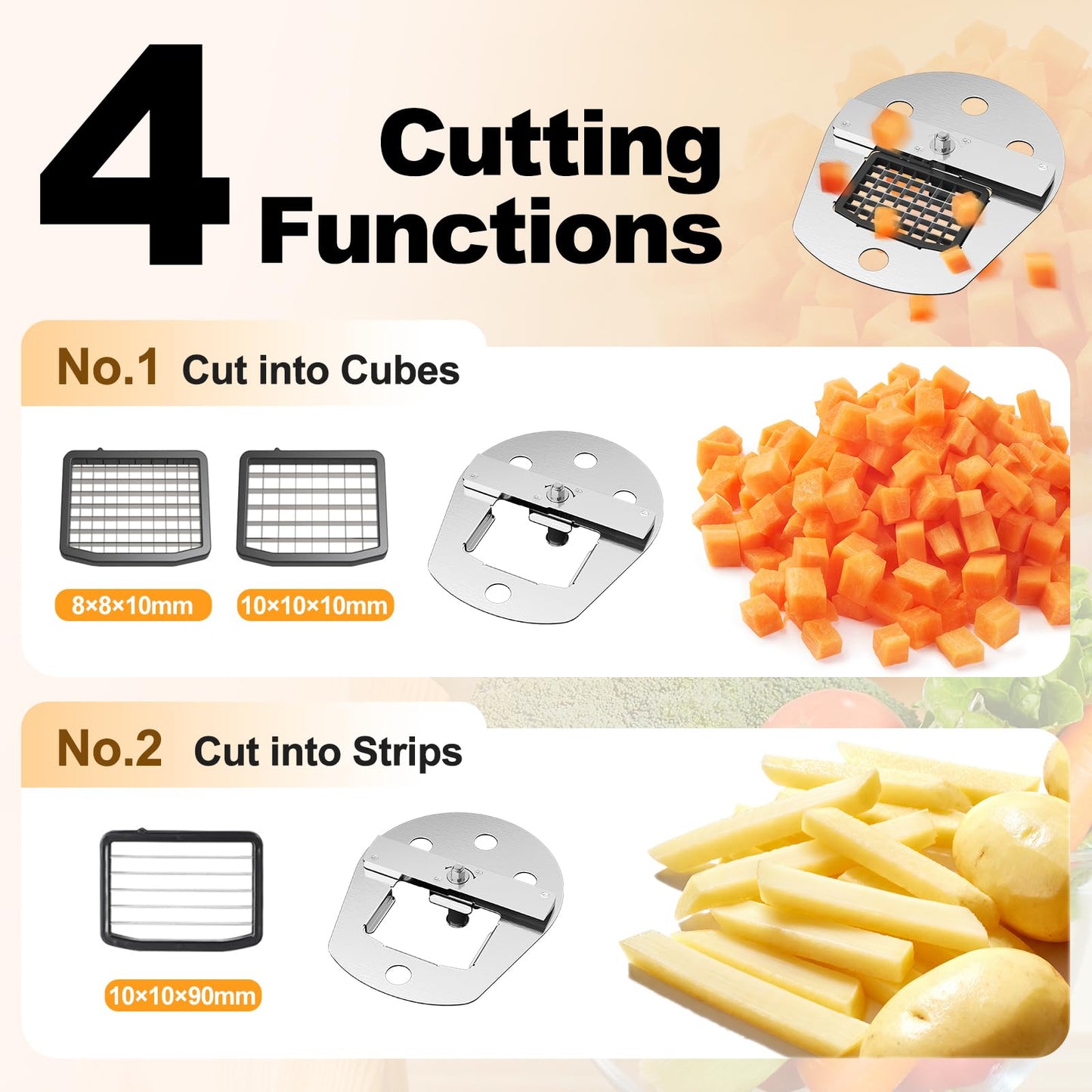 TERUISI 4-In-1 Electric Vegetable Chopper, 200W Vegetable Slicer Food Processor, Veggie Food Cutter With Slicing Shredding Dicing And Striping Function For Commercial Home Use