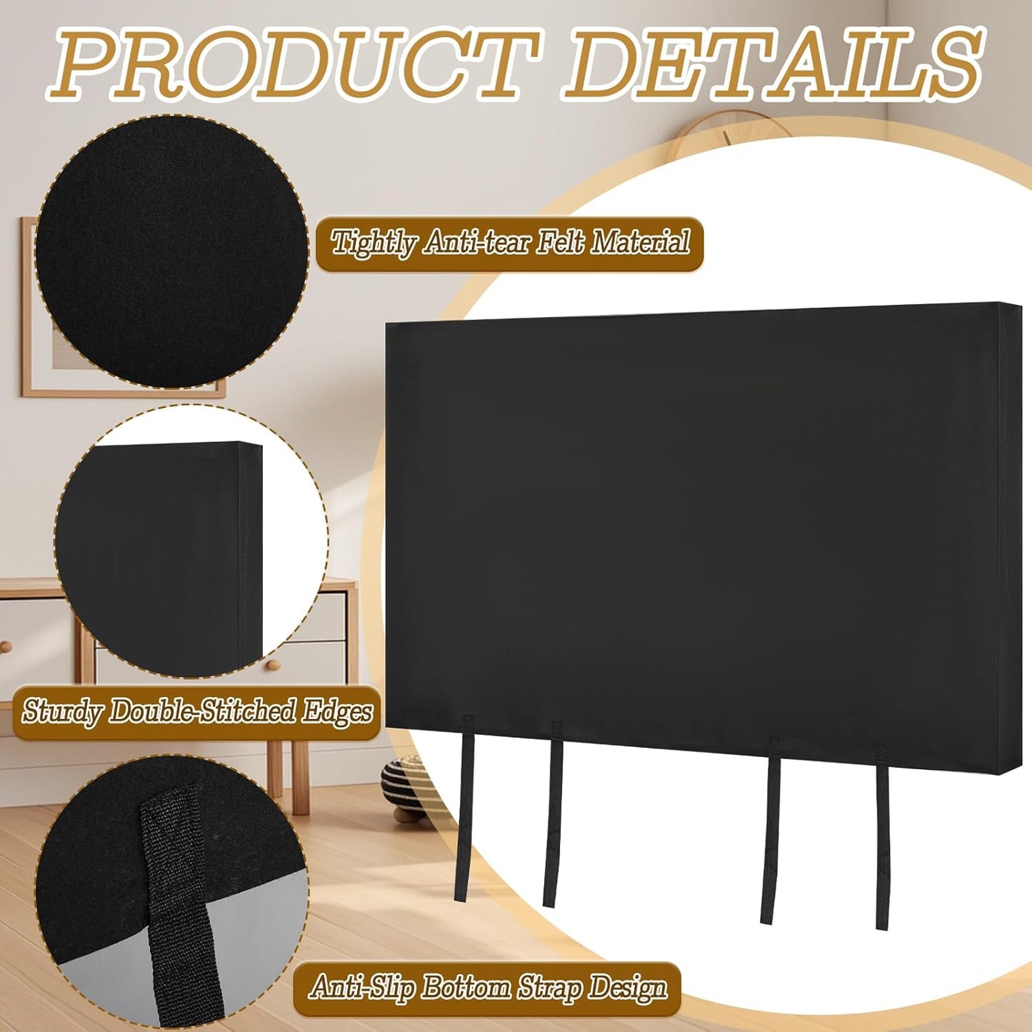 CebraBounze 70 75, TV Cover Moving Box to Dust and Scratch Resistant Felt TV Screen Cover with Bottom Straps for LED
