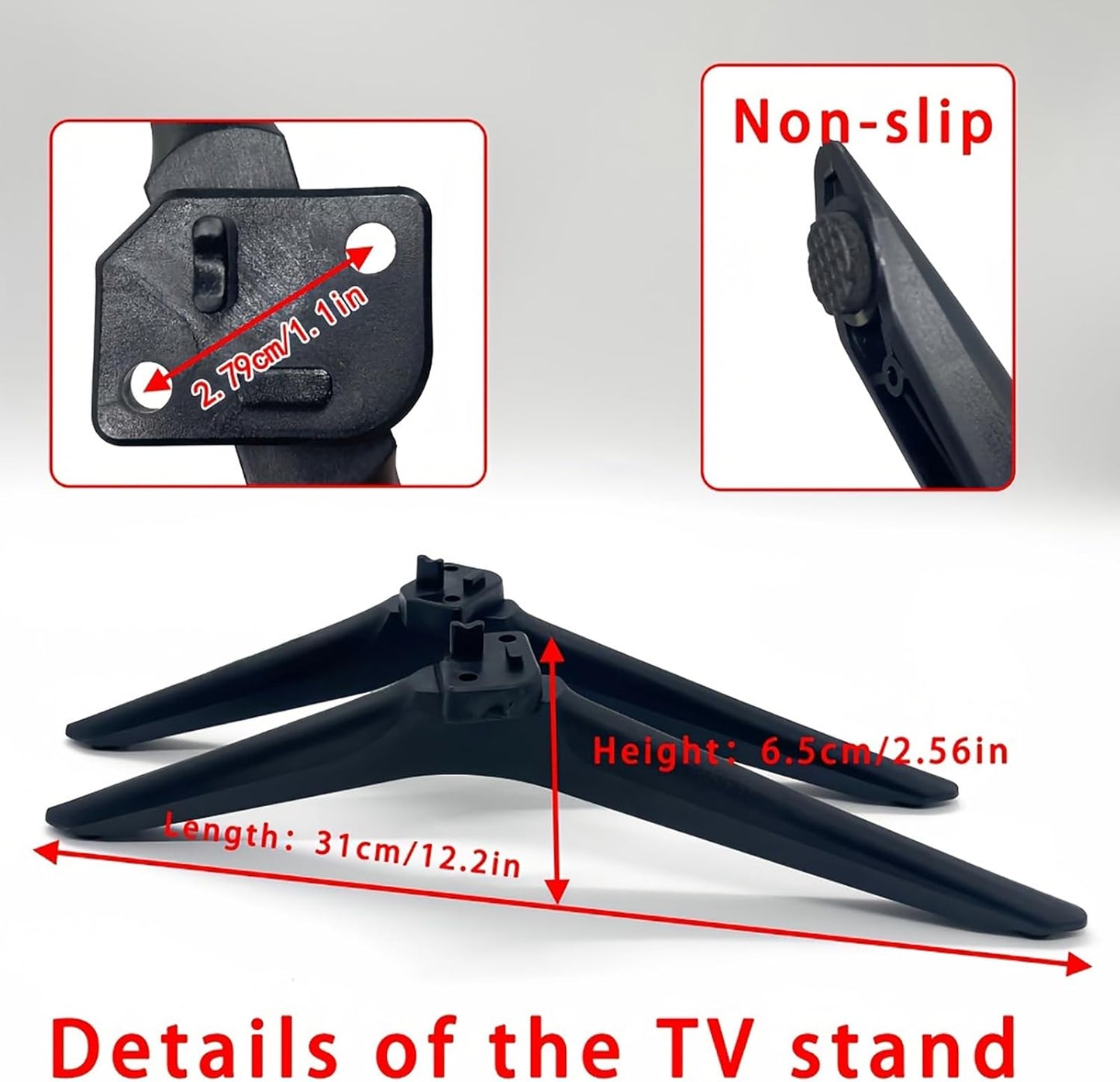 Dranvosk 65.62 85.3 Inch 2PCS Universal TV Stand Legs for to TVs Replacement TV Feet with Screws Easy Install Plastic