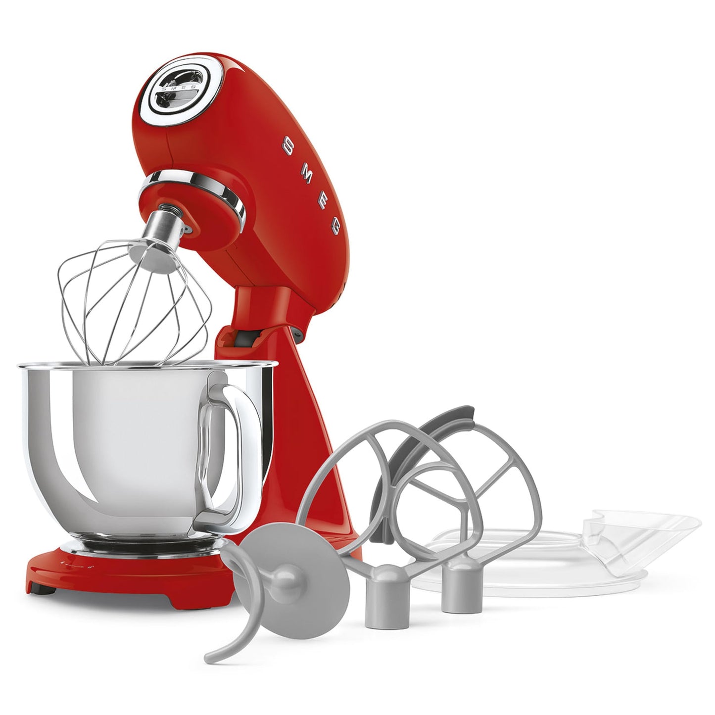 SMEG SMF05 Forte 5-Qt Stand Mixer with 750W Motor, Smooth Start & SteadyMix, Flex Edge Beater, 10 Speeds, Stainless Steel Bowl – Retro 50’s Style Planetary Mixer for Dough, Baking & Desserts-Red