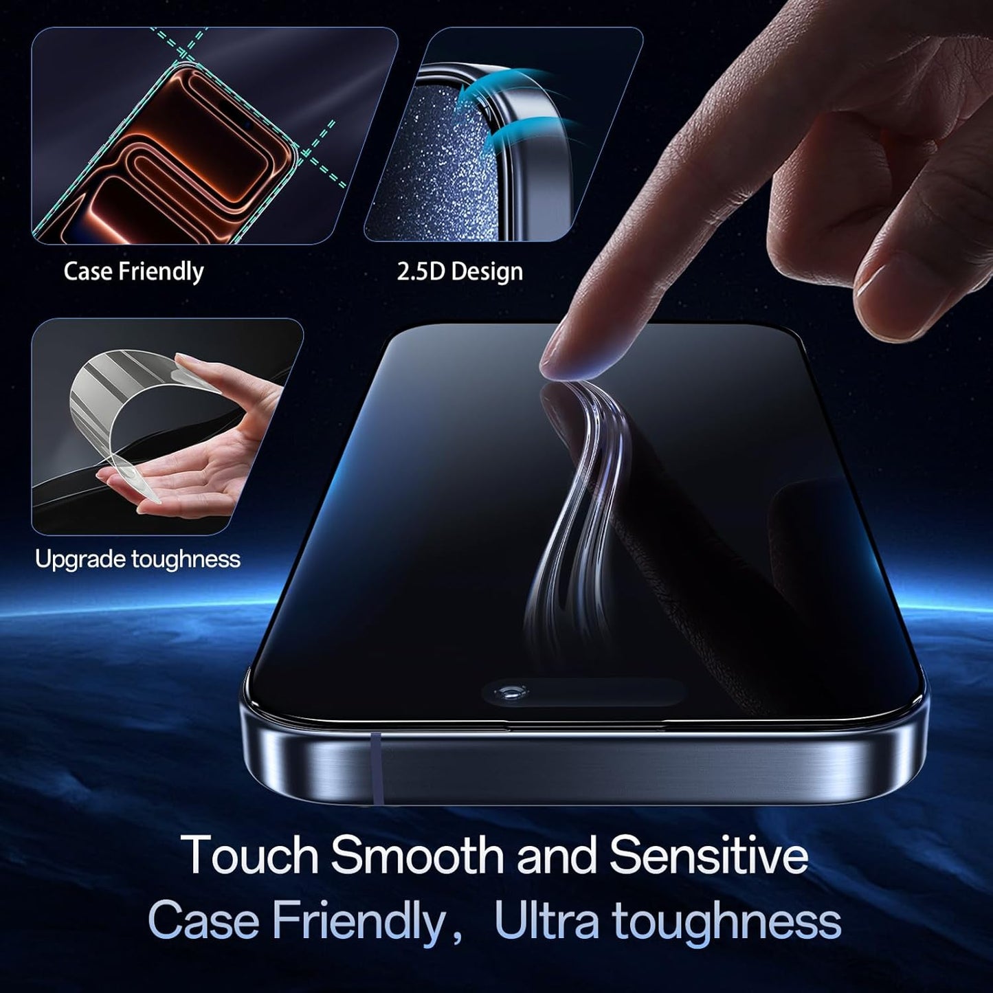 17 (6.3 inch) 9H 2 Pack Blue Light Screen Protector for iPhone Pro Anti Reflective Hardness Shatterproof HD Tempered