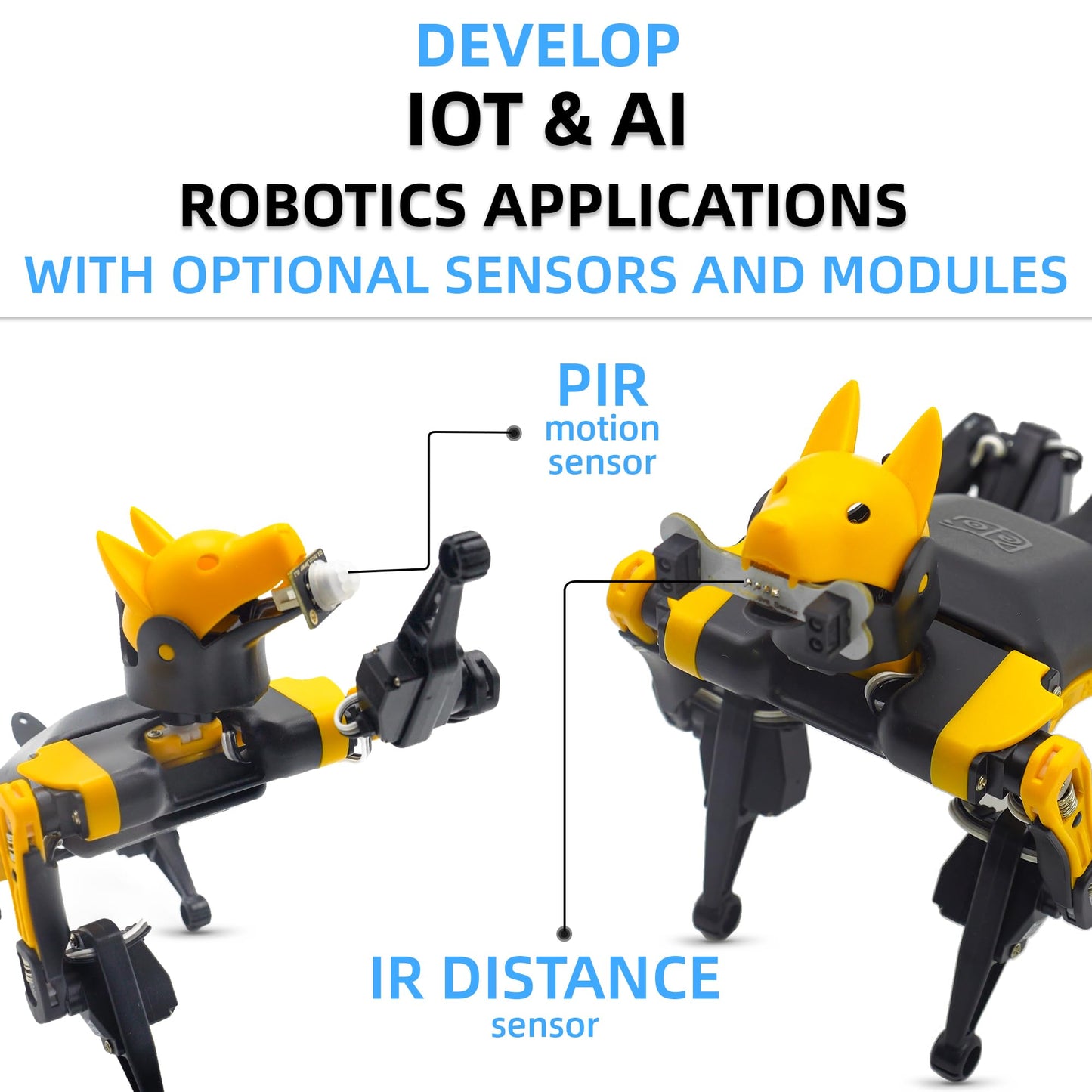 Petoi Programmable Robot Dog Bittle X V2 Lite Servo | Coding Smart Robot Dog Kit, Voice Controlled, Quadruped Interactive Robot for Kids (Bittle X V2 - lite servos - pre-Assembled - Yellow + Black)