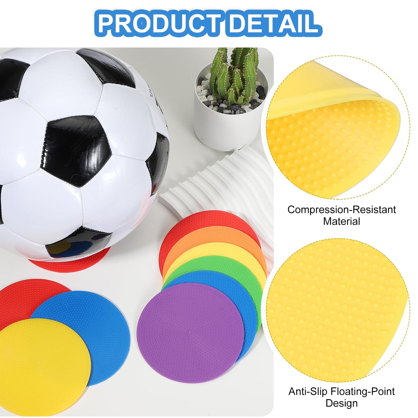 PATIKIL Spot Markers 4 Inch, 6 Pcs Non-Slip Floor Dots Agility Markers Flat Field Cones Poly Dots for Gym PE Speed Training Dance Soccer Basketball Sports, Yellow/Green/Orange