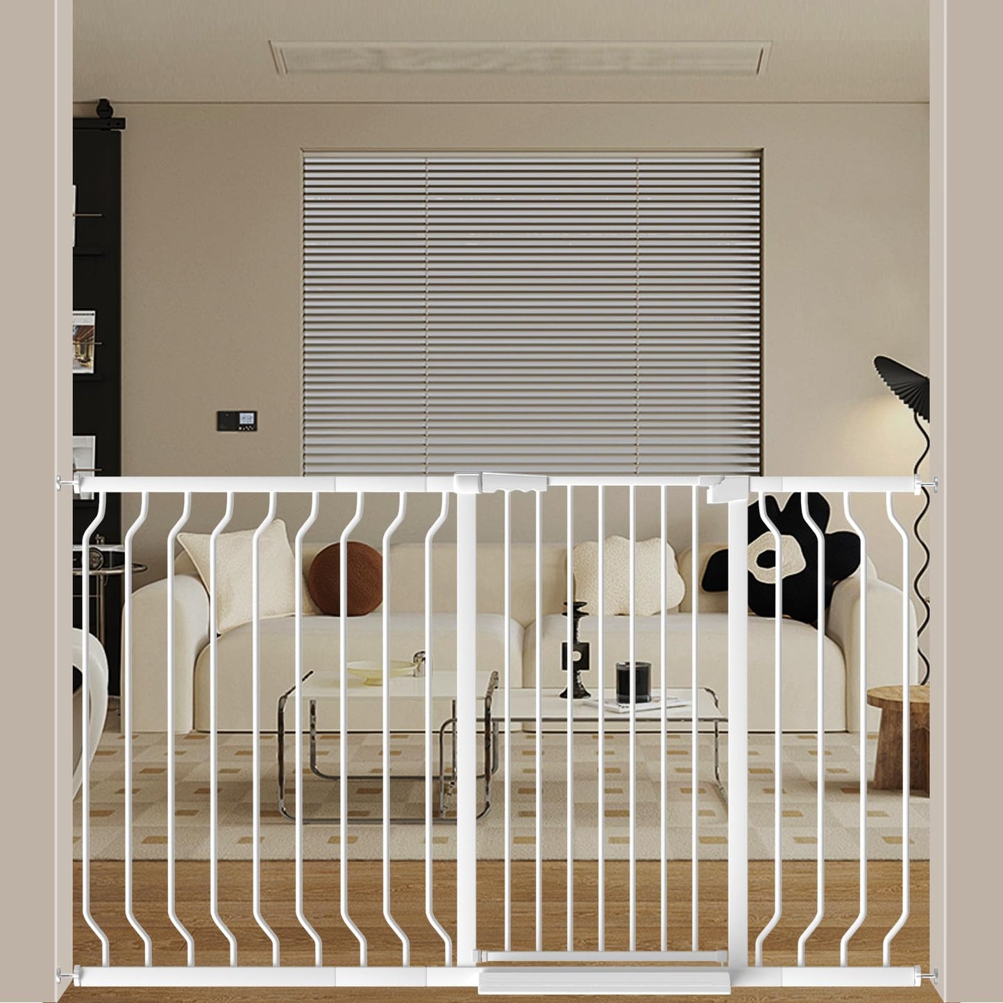 ALLAIBB White 40.55" Extra Tall Wide 29.92-62.60" Baby Gate Pressure Mounted Walk Through Child Kids Safety Toddler Tension Pet Dog Gates with Extension for Doorways Kitchen