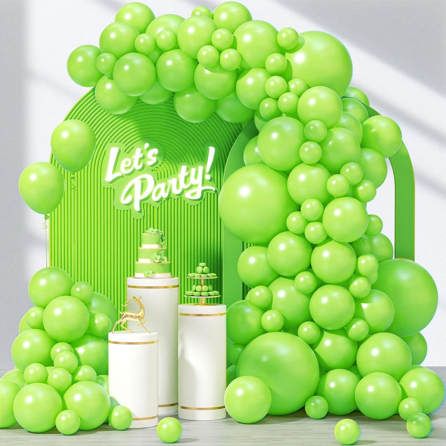 Skiennix Lime Green Balloons - 120-Piece Set for Dinosaur Baby Shower & Birthday Party Decor | 5-18 Inch Sizes