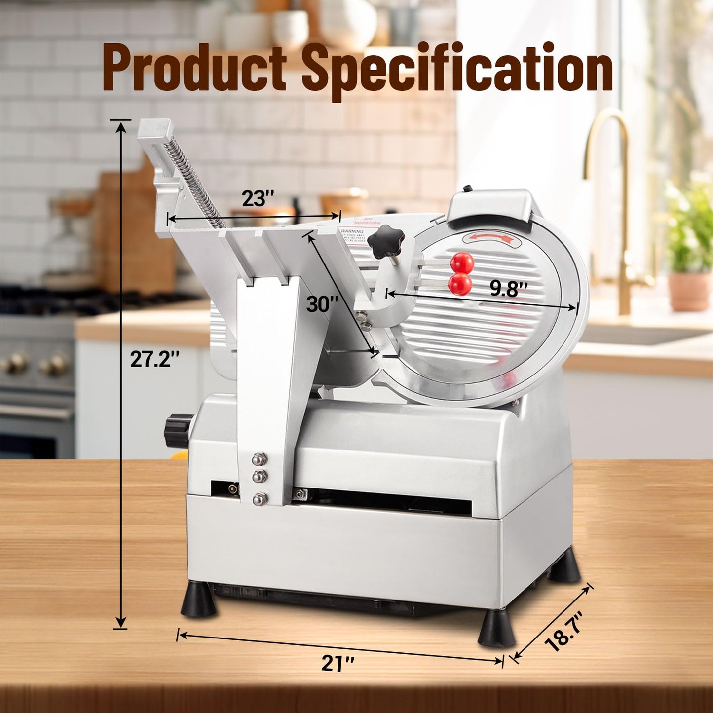 Automatic Electric Meat Slicer, 12 in Non-sticky Stainless Blade, Electric Frozen & Deli Meat Cheese Ham Food Slicer with Sharpening Stone, Adjustable Slice Thickness, for Home & Commercial Use, 850W
