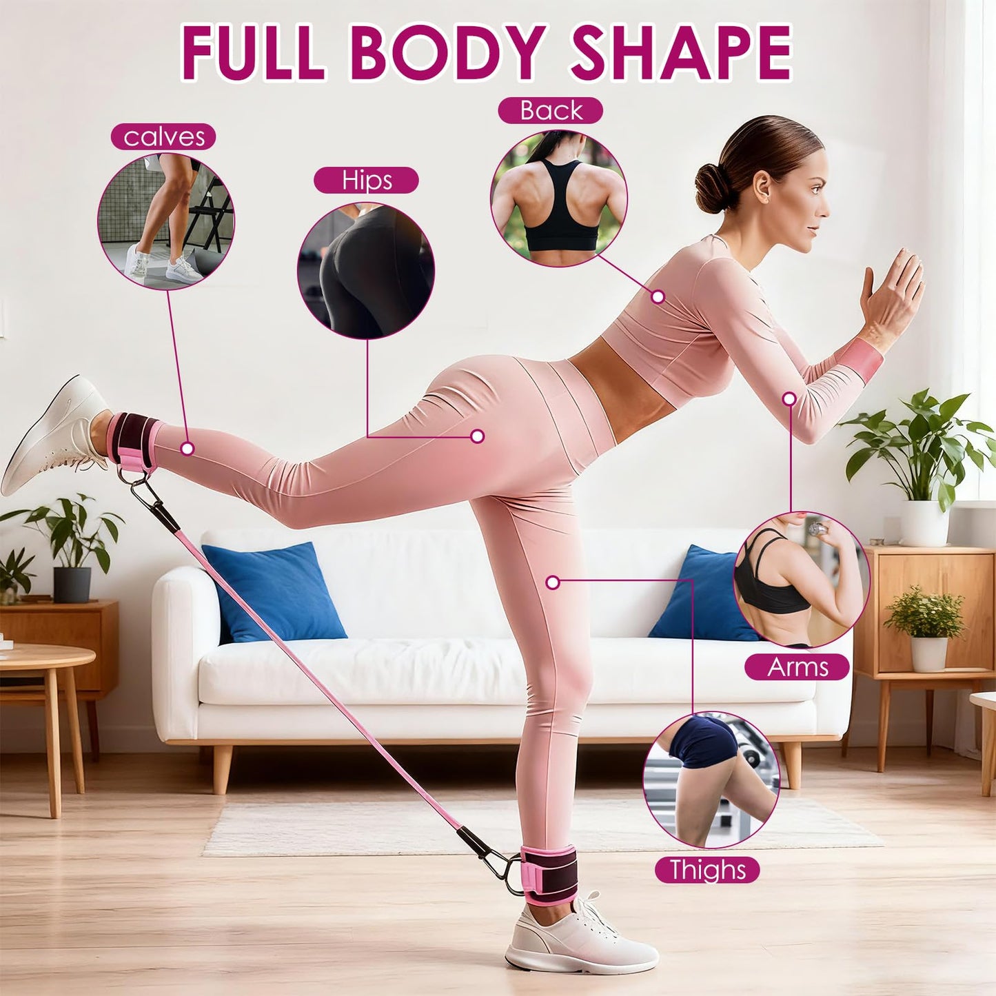 YBEATY Resistance Bands Set, Adjustable Ankle Exercise Bands with Cuffs Home Gym Workout Fitness Equipment with Carry Bag for Women Leg Booty Butt Lift Kickbacks Hip Training Working Out Yoga