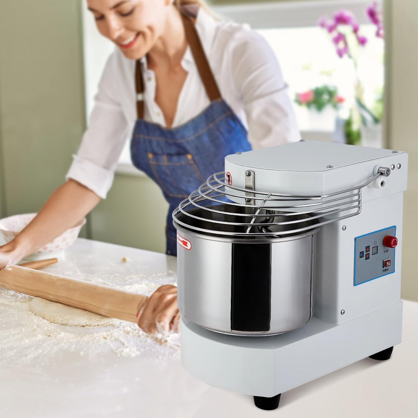MilleLoom 10.5 Qt Commercial Stand Mixer with Touch Screen Control - 650W Dual Rotating Dough Kneading Machine, Timer & Safety Shield ，Stainless Steel Bowl for Bakery, Restaurant & Home Use ﻿