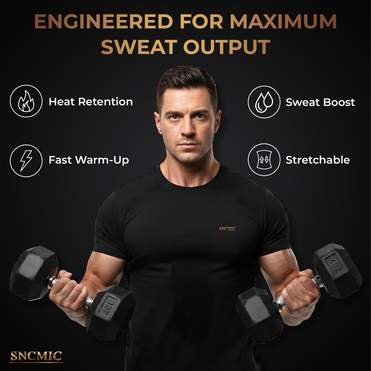 SNCMIC Sauna Shirt for Men – Compression Heat Trapping Workout Shirt – Sweat Enhancing Gym T-Shirt for Weight Loss & Body Shaping (5XL)