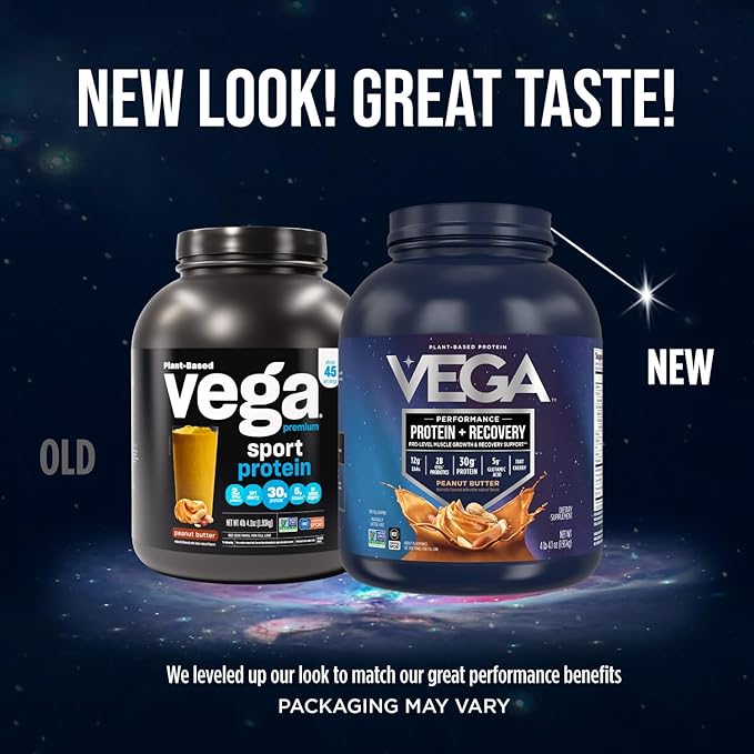 Vega Sport Vegan Protein Powder + Recovery - 30g Plant Based Protein per Serving, Mocha, 45 Servings, 5g BCAAs, Probiotics, NSF Certified, For Shakes & Smoothies, 4.2lbs (Packaging May Vary)
