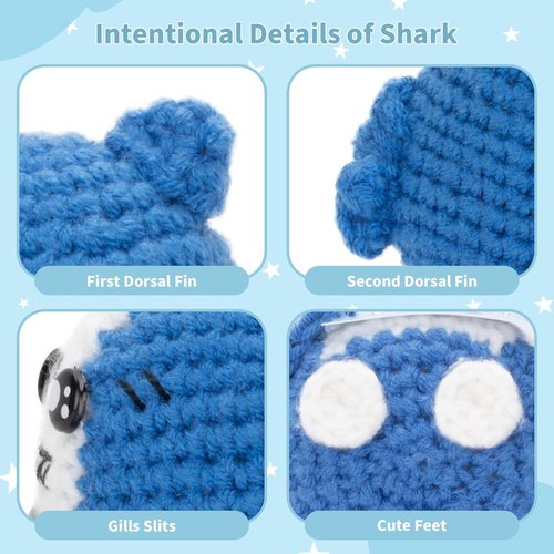 FunisFun Crochet Shark Gift - Positive Handmade Decor for Shark Lovers | Motivational Birthday Present