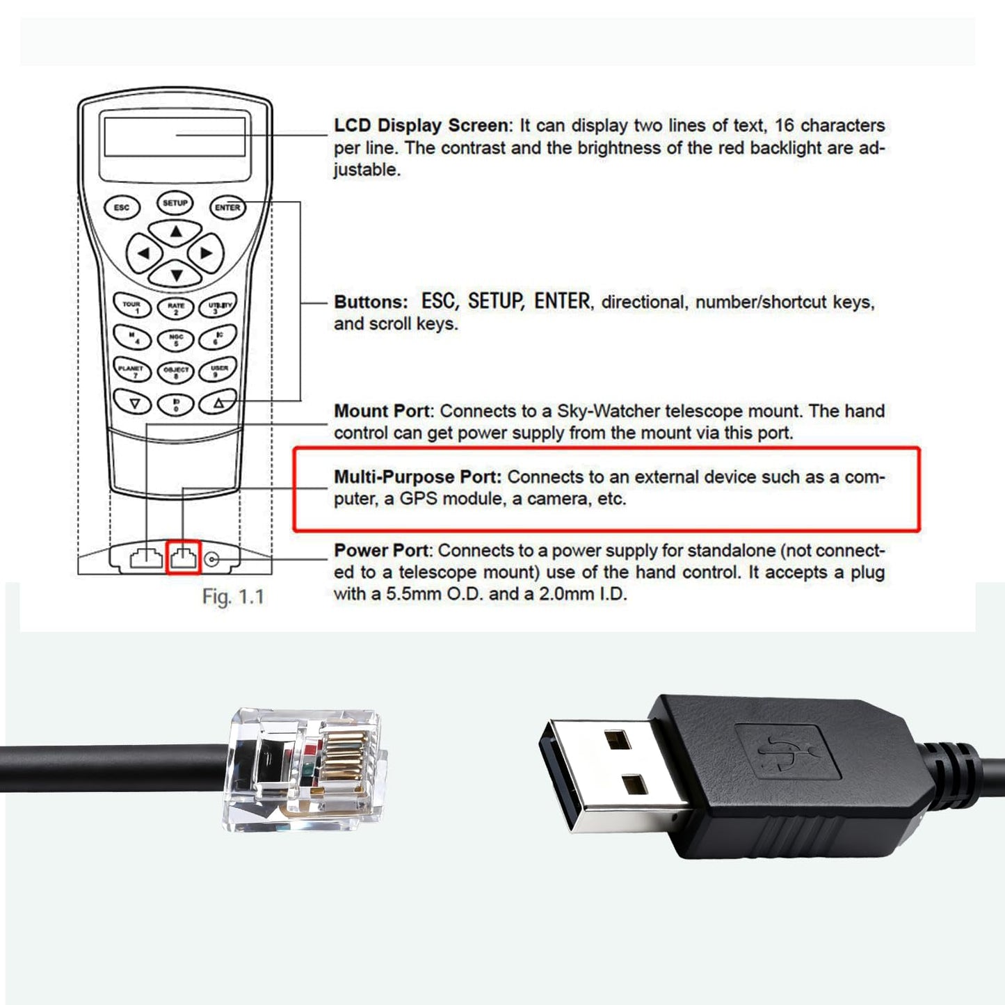 RJ12 6P6C FT232Chipset,1.8M 6FT USB to Hand Controller PC Link Cable of Orion Skywatcher Synscan, Hand Controller