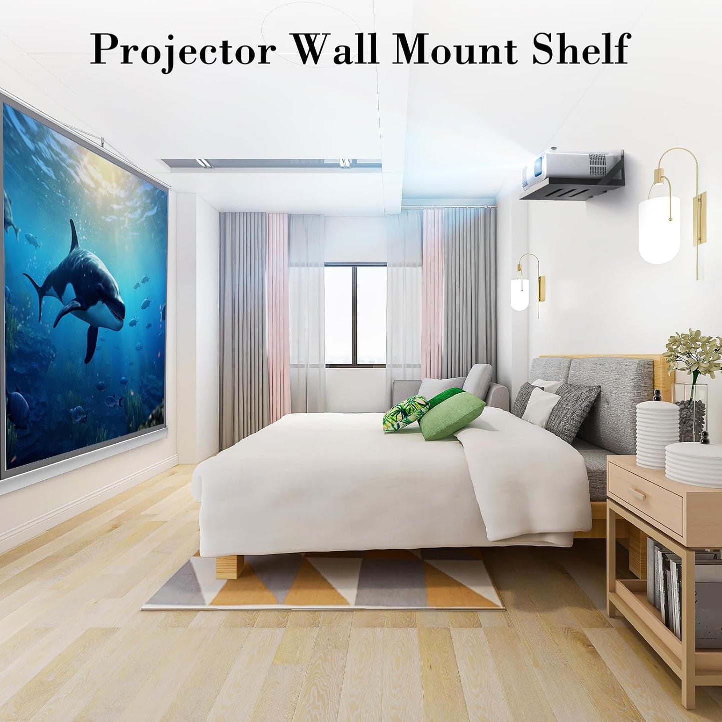 15.7" 9.8"(Lx DAWASAPAT Mini Projector Shelf for Wall Mount, Black Wall Mount Shelf Floating, x W) Projector Holder