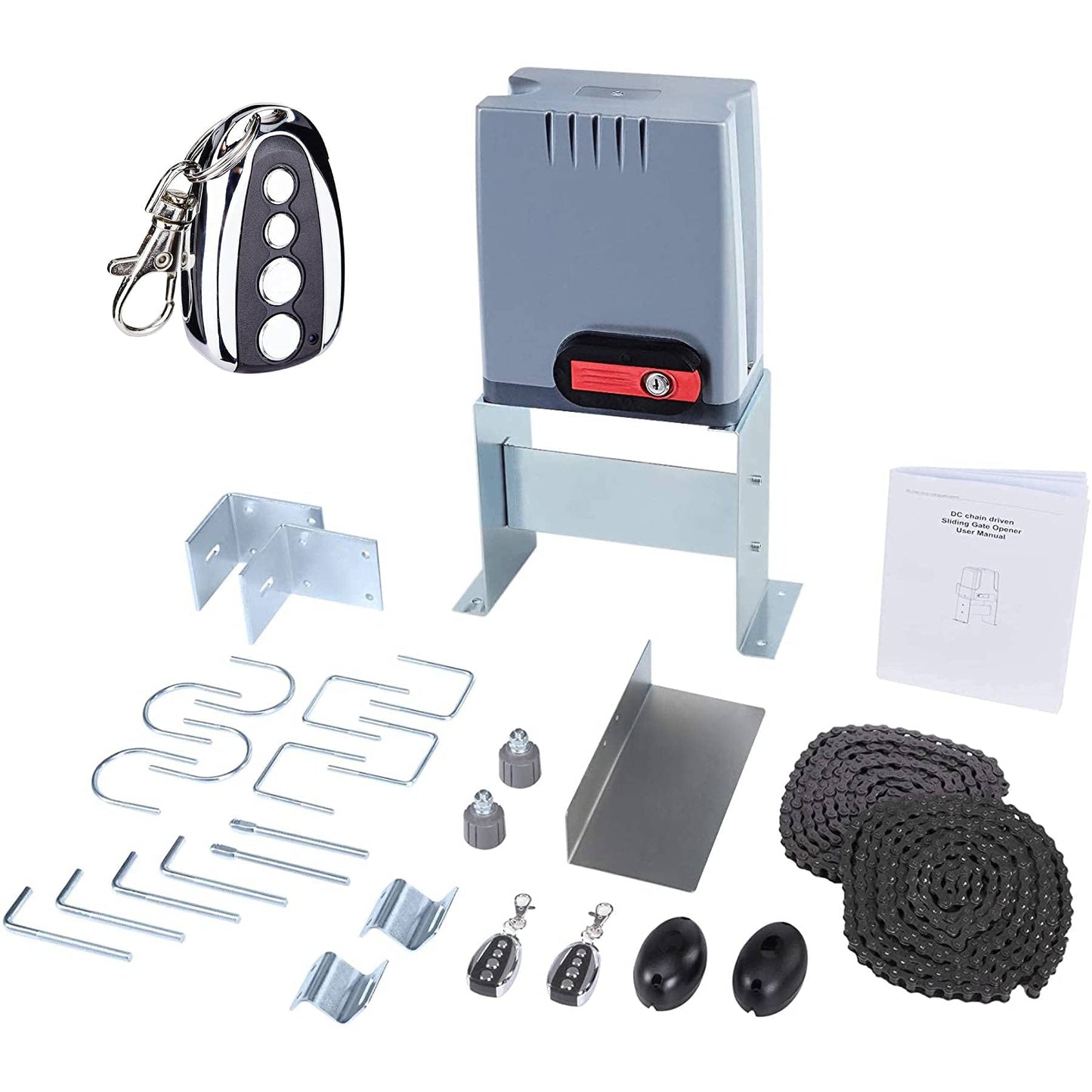 CO-Z 1800 lb Automatic Sliding Gate Opener with 3 Remote Controls, Electric Rolling Driveway Slide Gate Motor, Complete Gate Operator Hardware Security System Kit for Sliding Gate Up to 40 Feet
