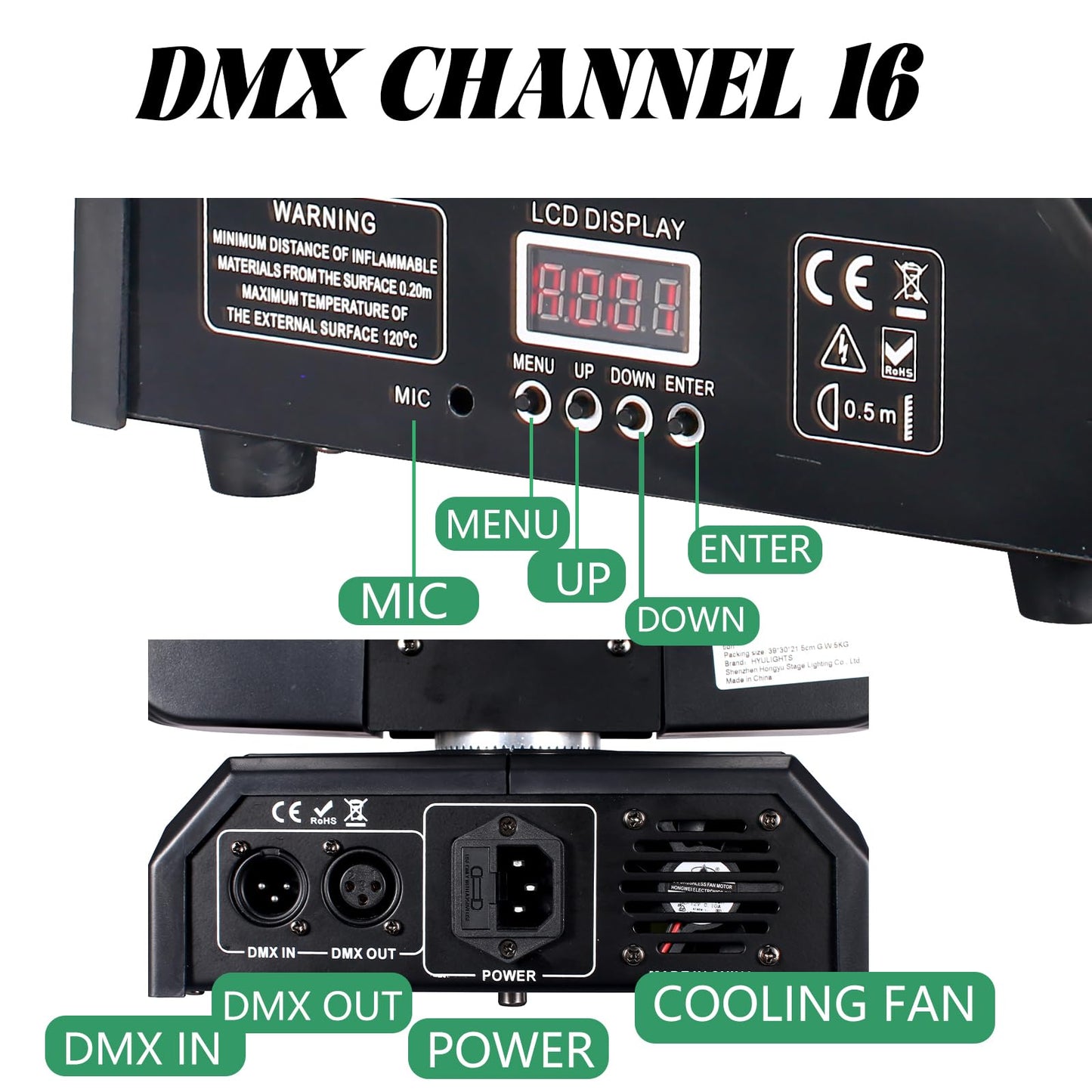 DJXFLI Moving Head Stage Light with Halo Beam 8x15W LED Stage Lights RGBW 4in1 DJ Lights 360°Moving Head DMX Sound Activated for Club Wedding Show