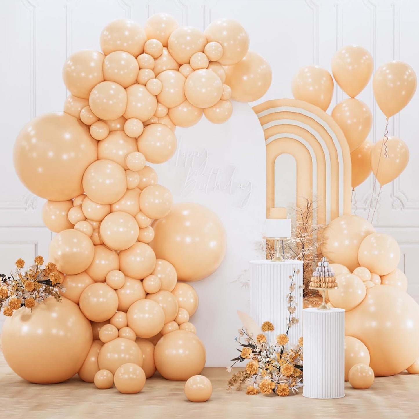 PartyWoo Nude Balloon Arch Kit - 155pcs in 5-18 Inch Sizes | Boho Fall Decorations for Graduation & Baby Showers