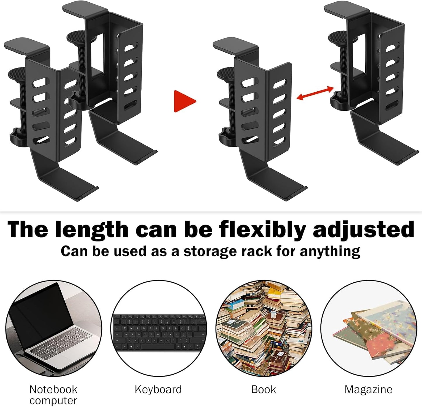kaimenhong Desk Side Laptop Holder, Desk Side Storage, No Drill Side Desk Organizer, Tablets Hanging Holder, Table Side