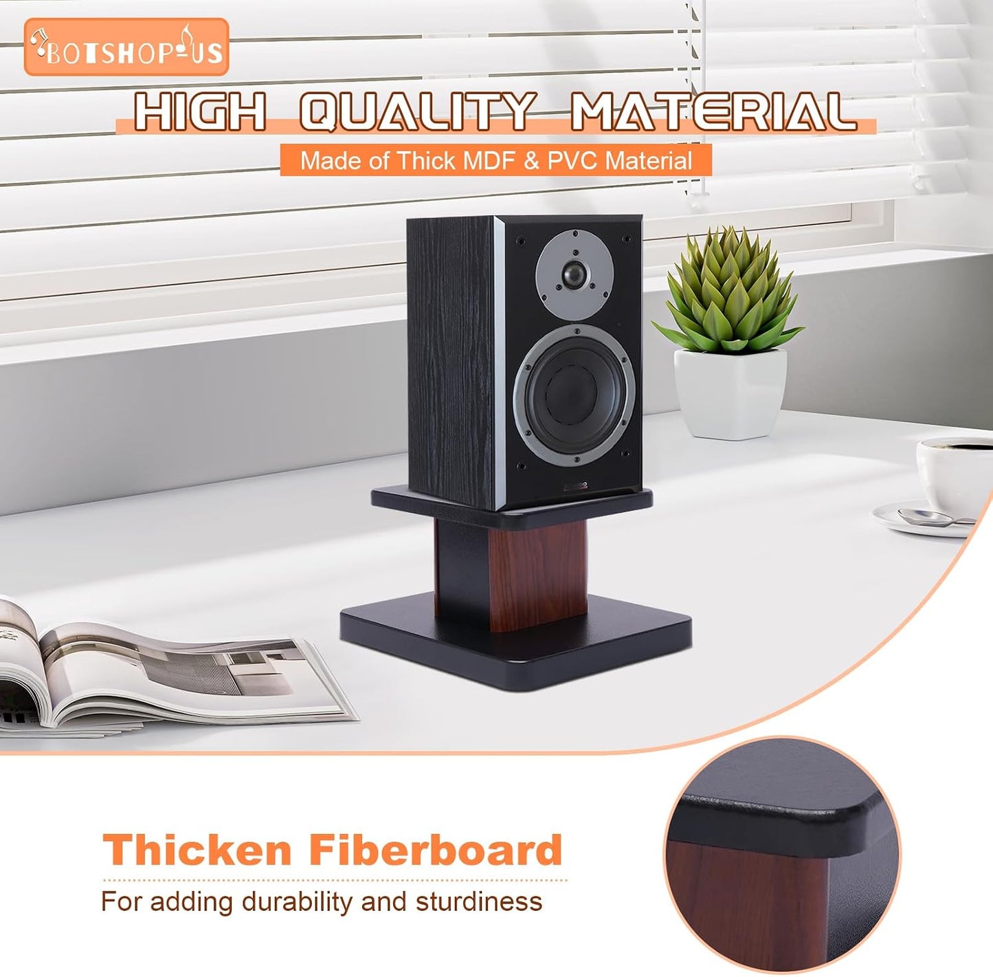 Gdrasuya10 6" 15" Desktop Bookshelf Speaker Stands Pair for Under Studio Speaker Riser Medium&Small Speakers Studio