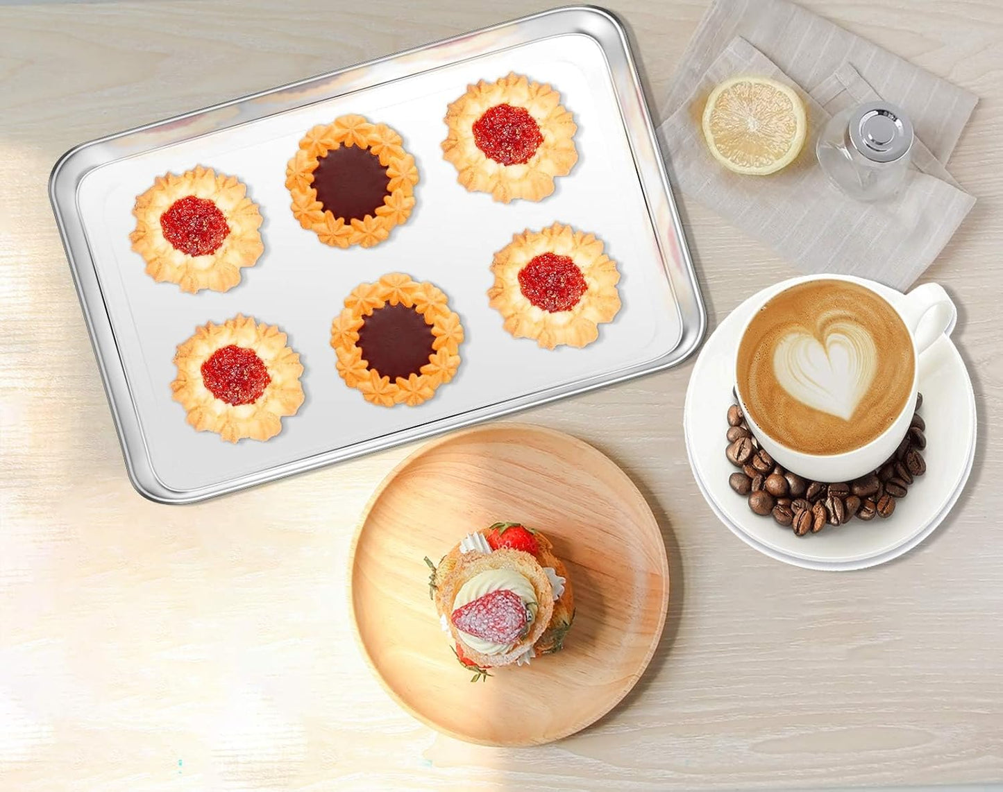 Yododo Stainless Steel Baking Sheet - Non-Toxic, Easy Clean, Rust-Free | 23½ Inch Cookie Tray