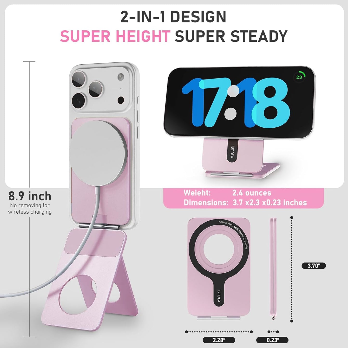 1ST IDEA 17/16/15/14/13/12 Magnetic Tripod for iPhone, Aluminium Phone Tripod Stand Compatible with Magsafe iPhone