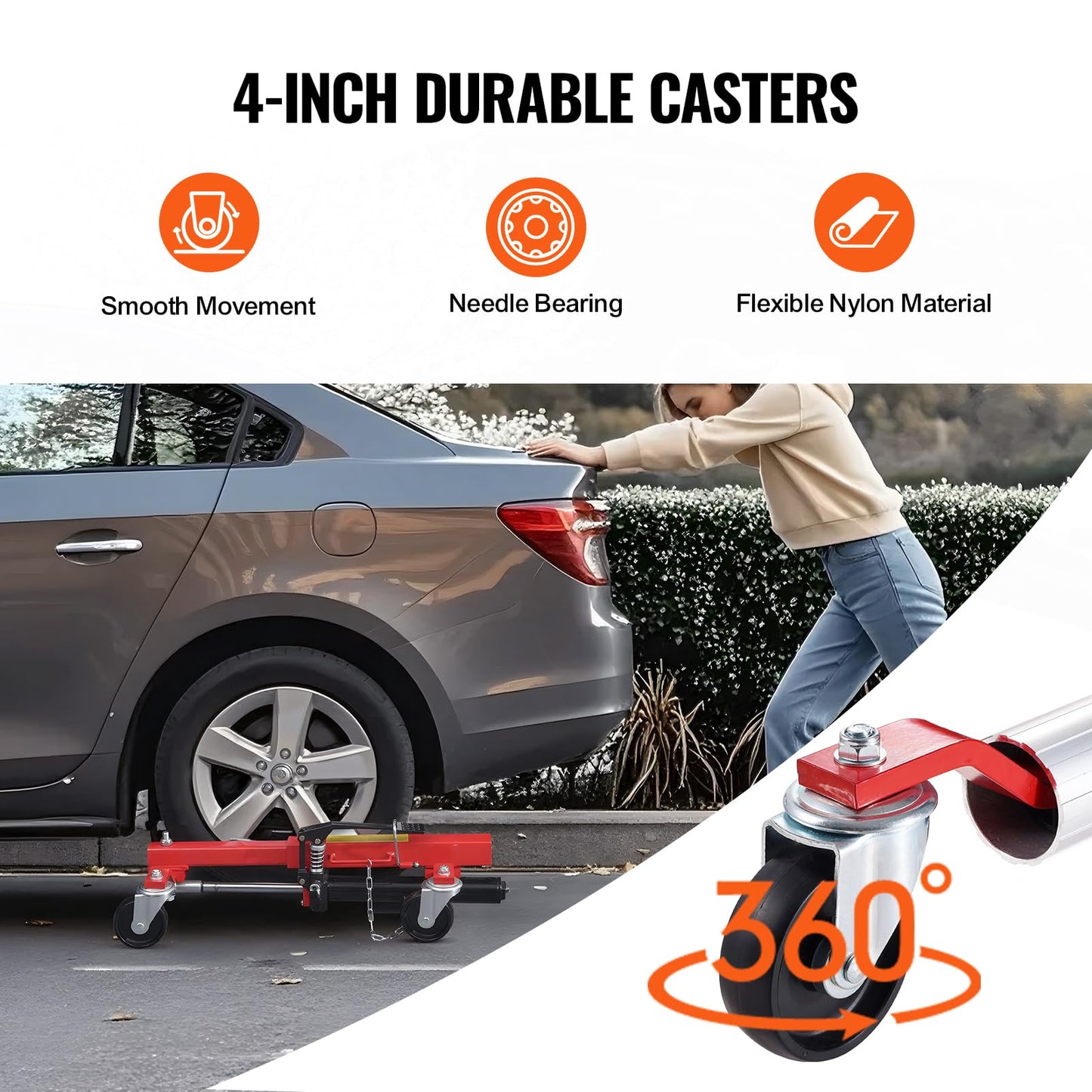 VEVOR Wheel Dolly - Max Capacity 1500 Lbs, Car Jack Dolly Lifter with 360 Rotatable Wheels, Heavy Duty Vehicle Positioning Hydraulic Tire Jack, for Vehicle Repair and Moving