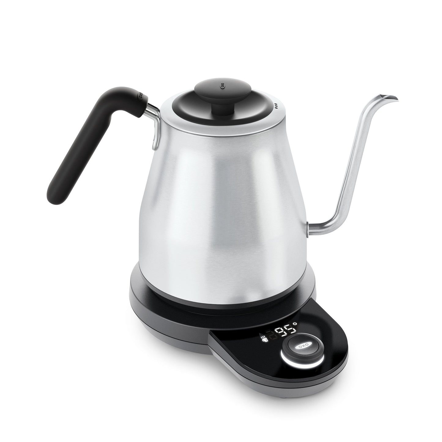 OXO Brew Adjustable Temperature Pour Over Kettle, 1 L, Gooseneck Electric Kettle, Stainless Steel with Timer
