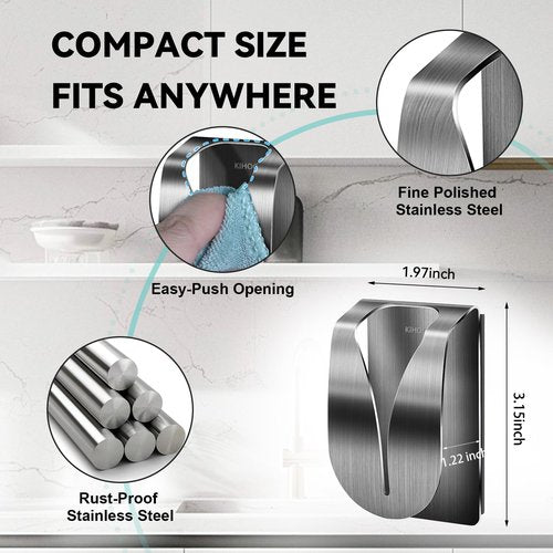 KIHOGEM 4Pcs Magnetic Towel Hook Holder, Super Strong Magnet Kitchen Towel Hanger for Refrigerator, Stainless Steel Dish Rag Holder for Fridge RV Garage