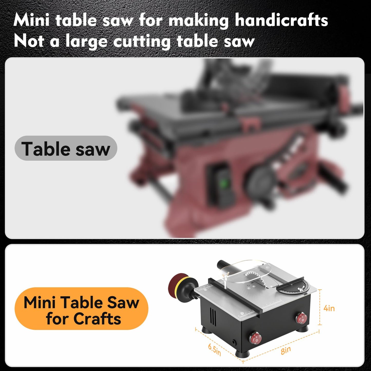 Mini Table Saw for Crafts[Dual 795 Motors & Switches] Max 200W/12,000RPM/26mm Adjustable Height Table Saw with Accessories.Gift for Men and Women's Creating Handmade Gifts,Exploring Hobbies