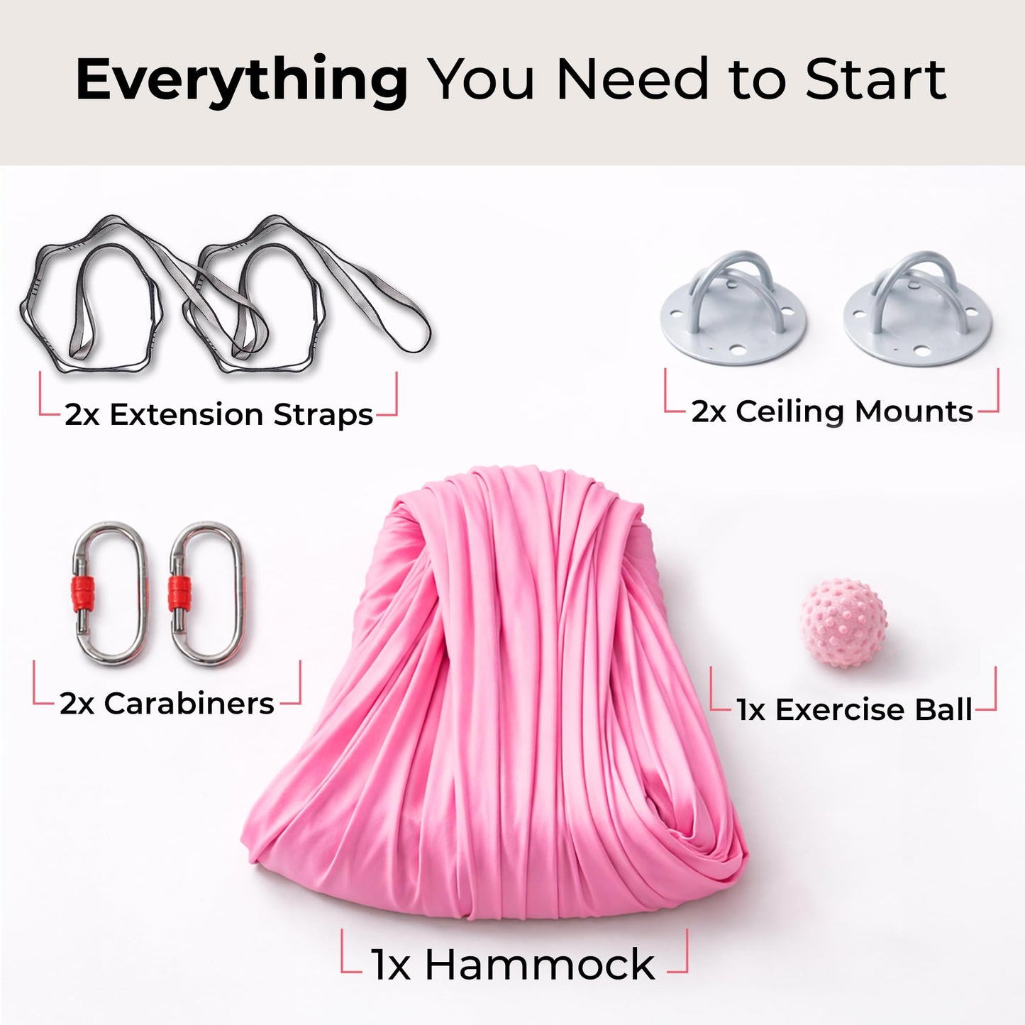 LOTUS78 Aerial Yoga Hammock 5.5 Yards (198 Inches) – Premium Aerial Silk Swing for Antigravity Fitness, Inversion Therapy, Strength & Flexibility | Pink | Yoga Trapeze for Home & Studio