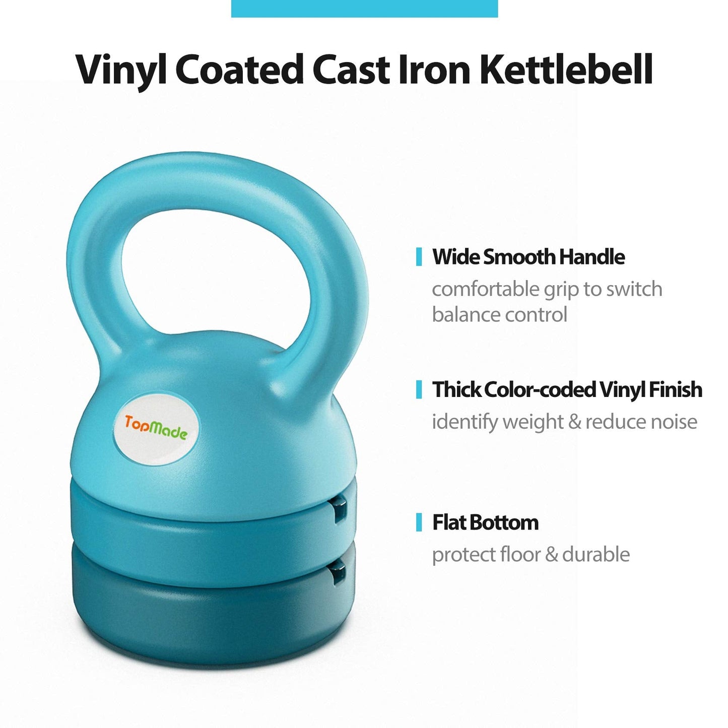 TopMade Adjustable Kettlebell Weights Set Cast Iron Exercise Fitness Kettle Ball Grip 5, 8, 9,12lb Free Weight Men Women Kettlebells for Home Gym Workout Ballistic, Core,Strength Training