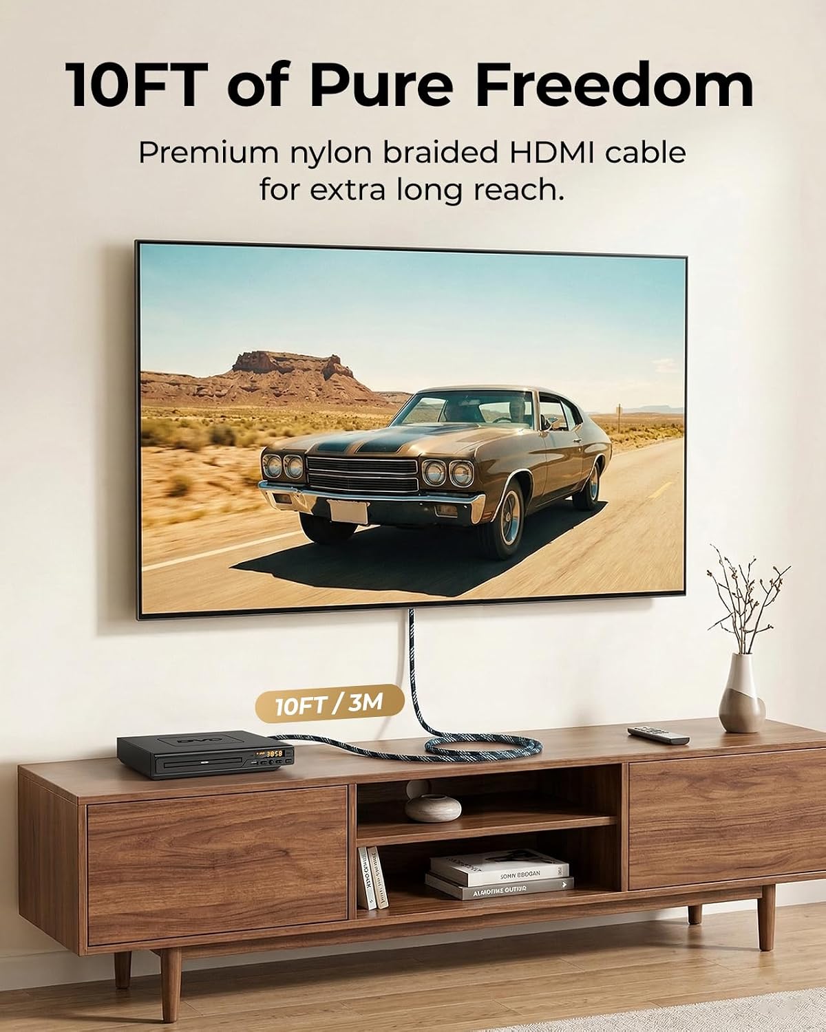 ELECTCOM PRO 10ft DVD Players for TV with HDMI, DVD Players that Play All Regions, Simple DVD Player for Elderly, CD