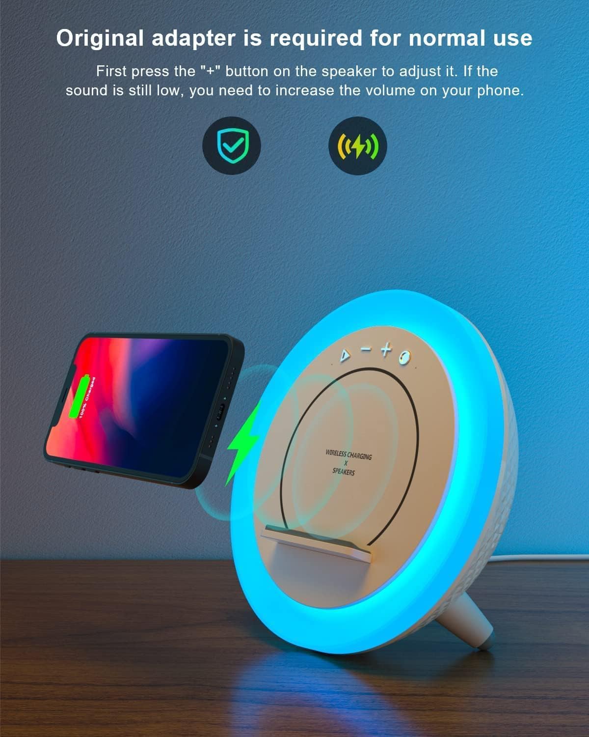 SIDVAR 15W) Bluetooth Speaker Night Lightsr,Wireless Charging Modern Speaker,Best Teenage Birthday Gift Ideas Tween